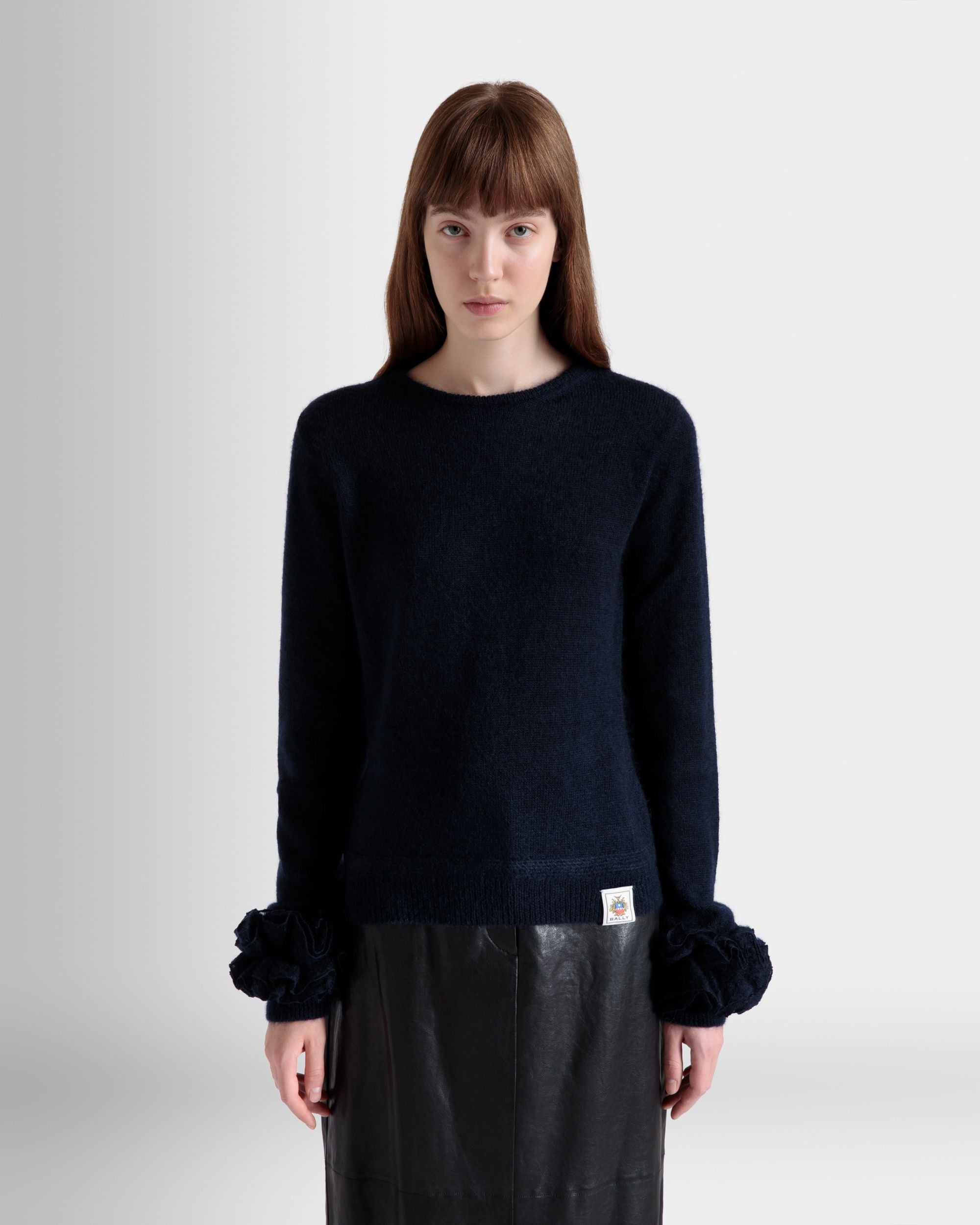 Top In Mohair Lavorato A Maglia E Seta Navy Blue - Donna - Bally - 03