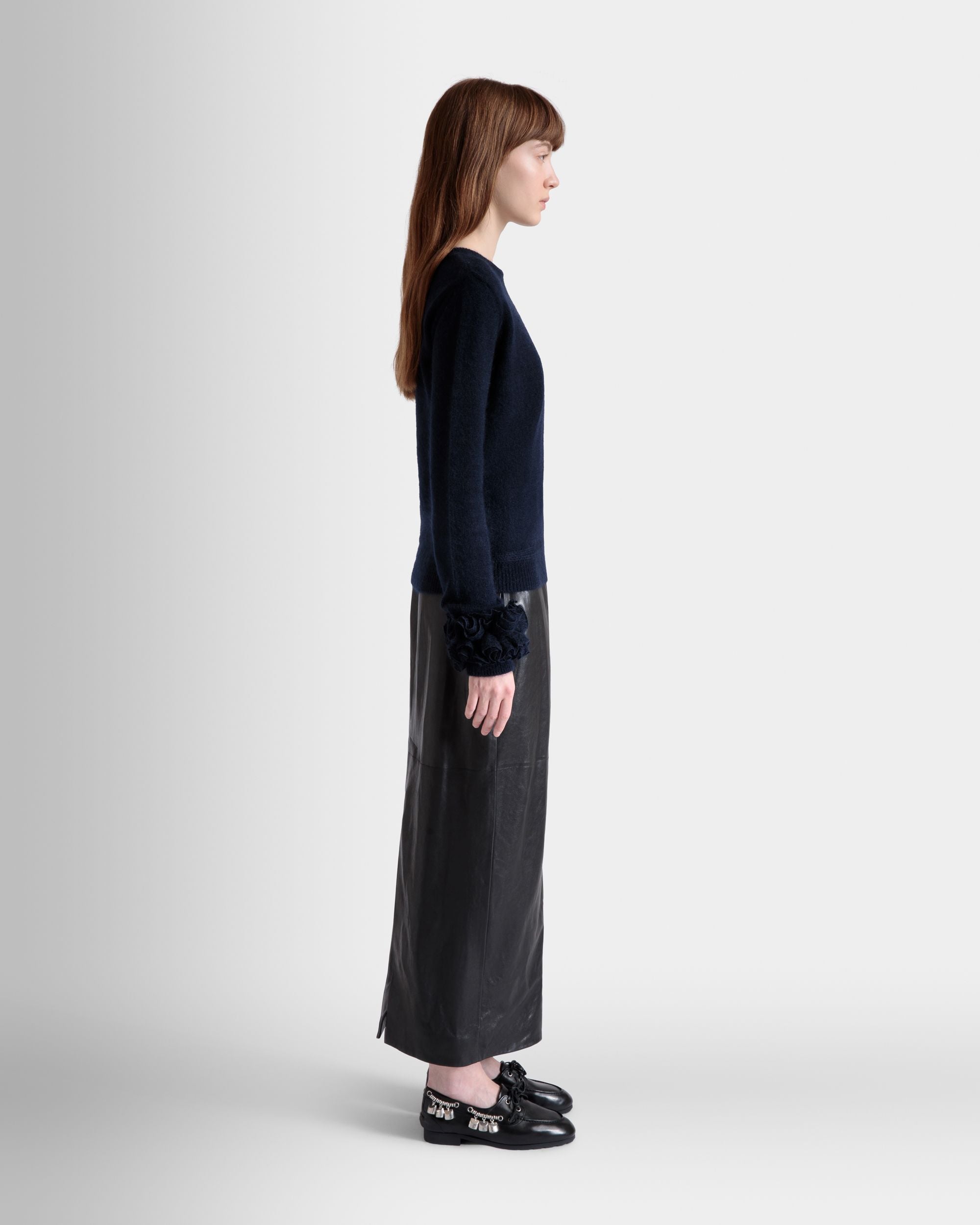 Top In Mohair Lavorato A Maglia E Seta Navy Blue - Donna - Bally - 05