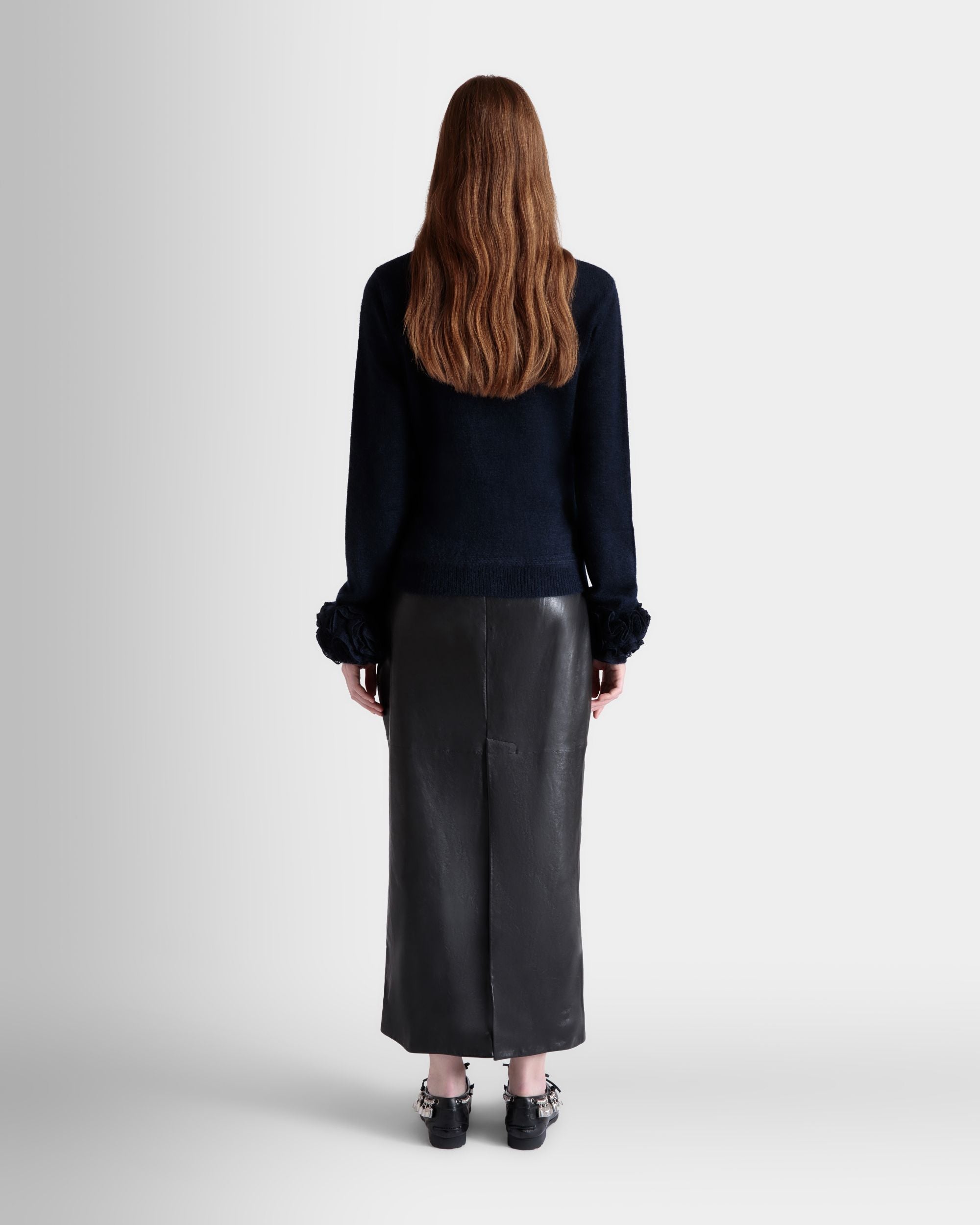Top In Mohair Lavorato A Maglia E Seta Navy Blue - Donna - Bally - 06