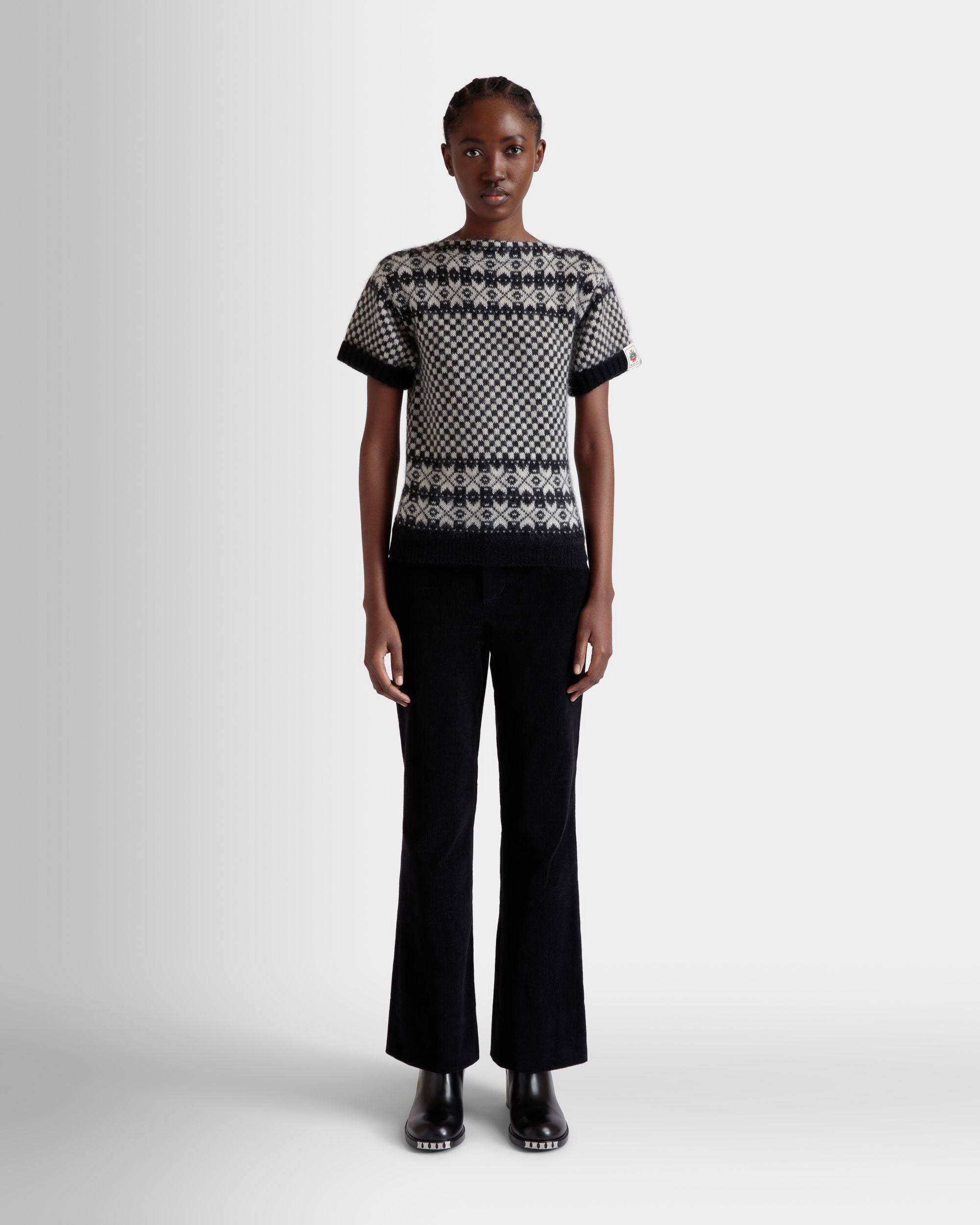 Knit Top In Black And White Mohair And Silk - Donna - Bally - 02