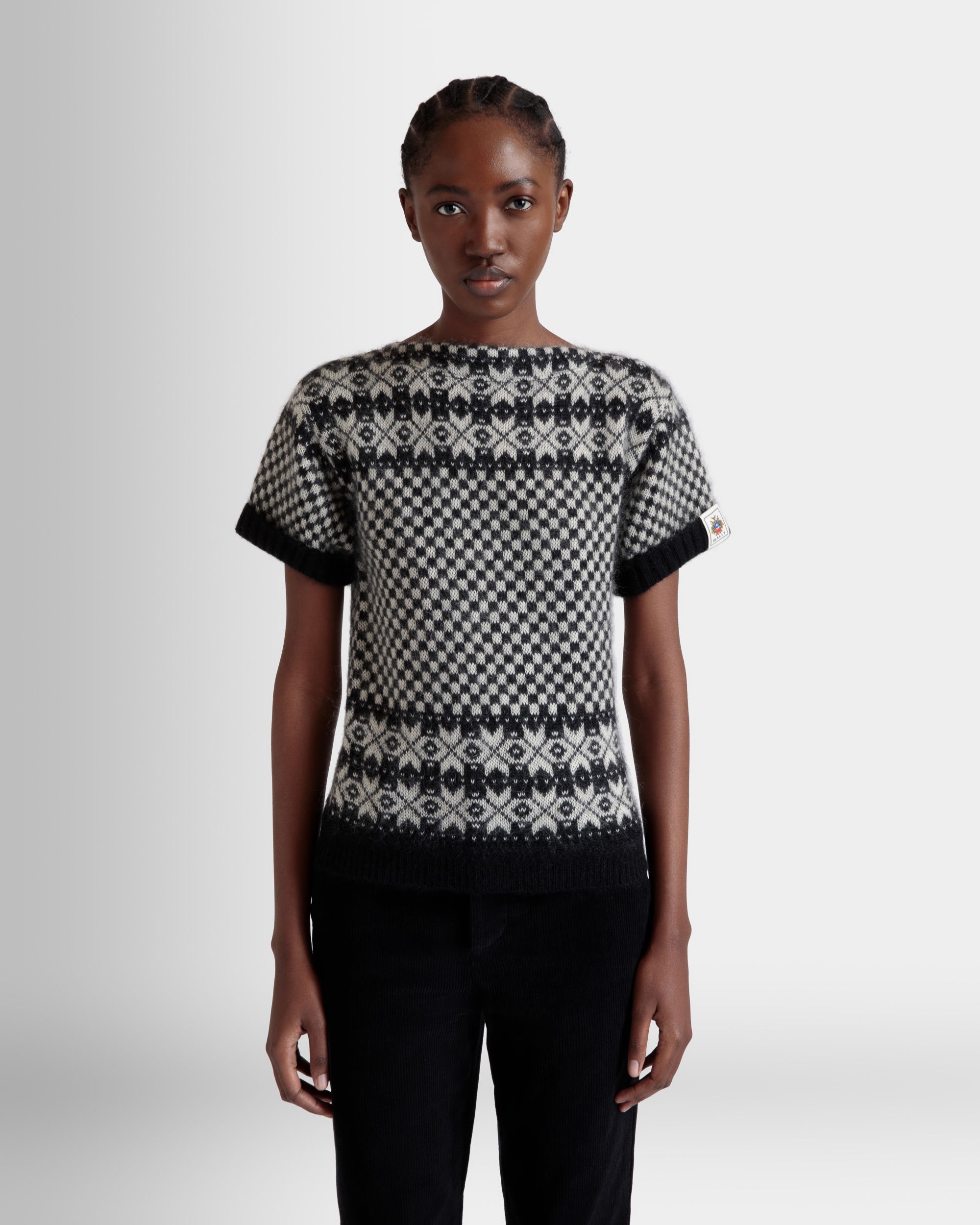 Knit Top In Black And White Mohair And Silk - Donna - Bally - 03