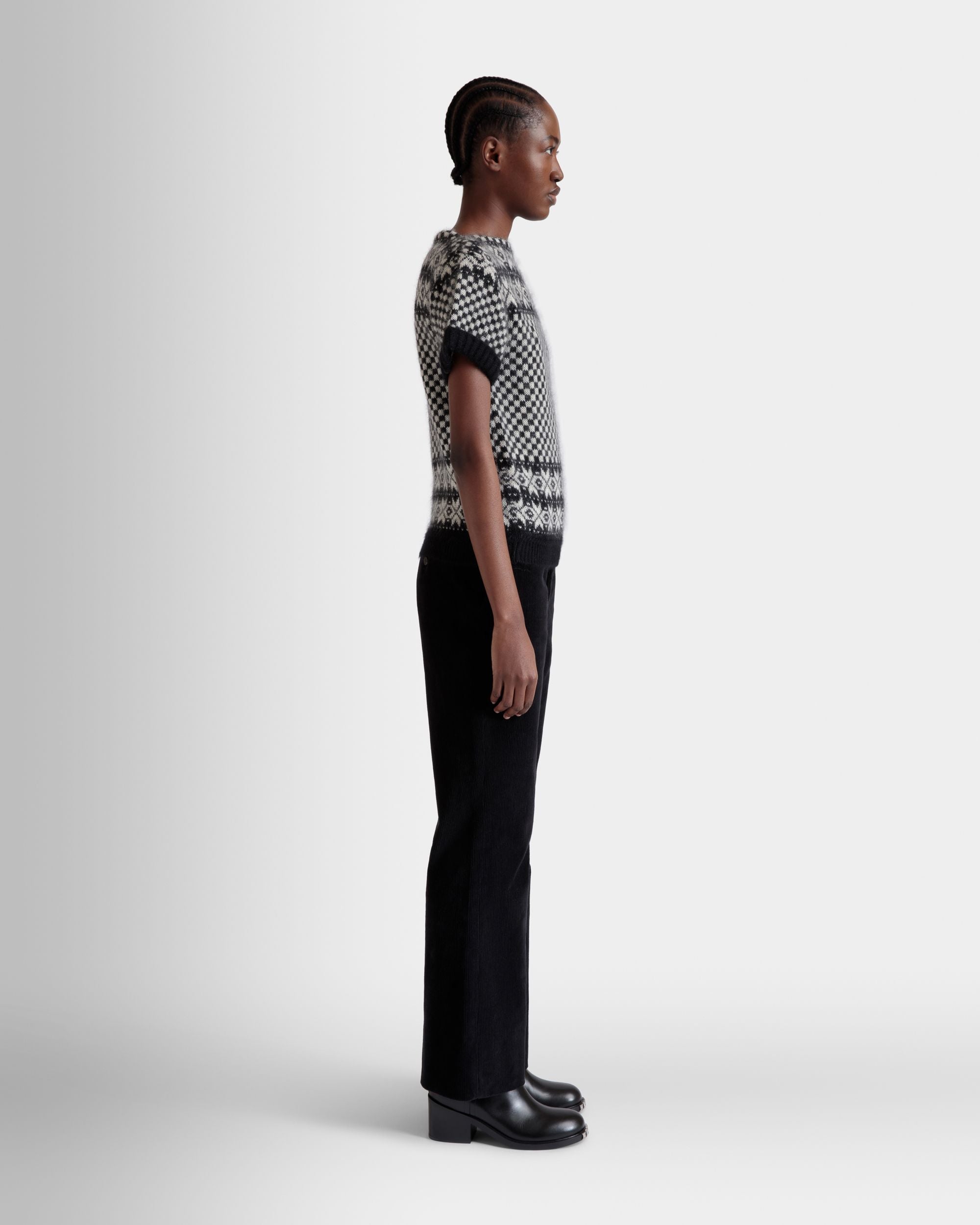 Knit Top In Black And White Mohair And Silk - Donna - Bally - 05