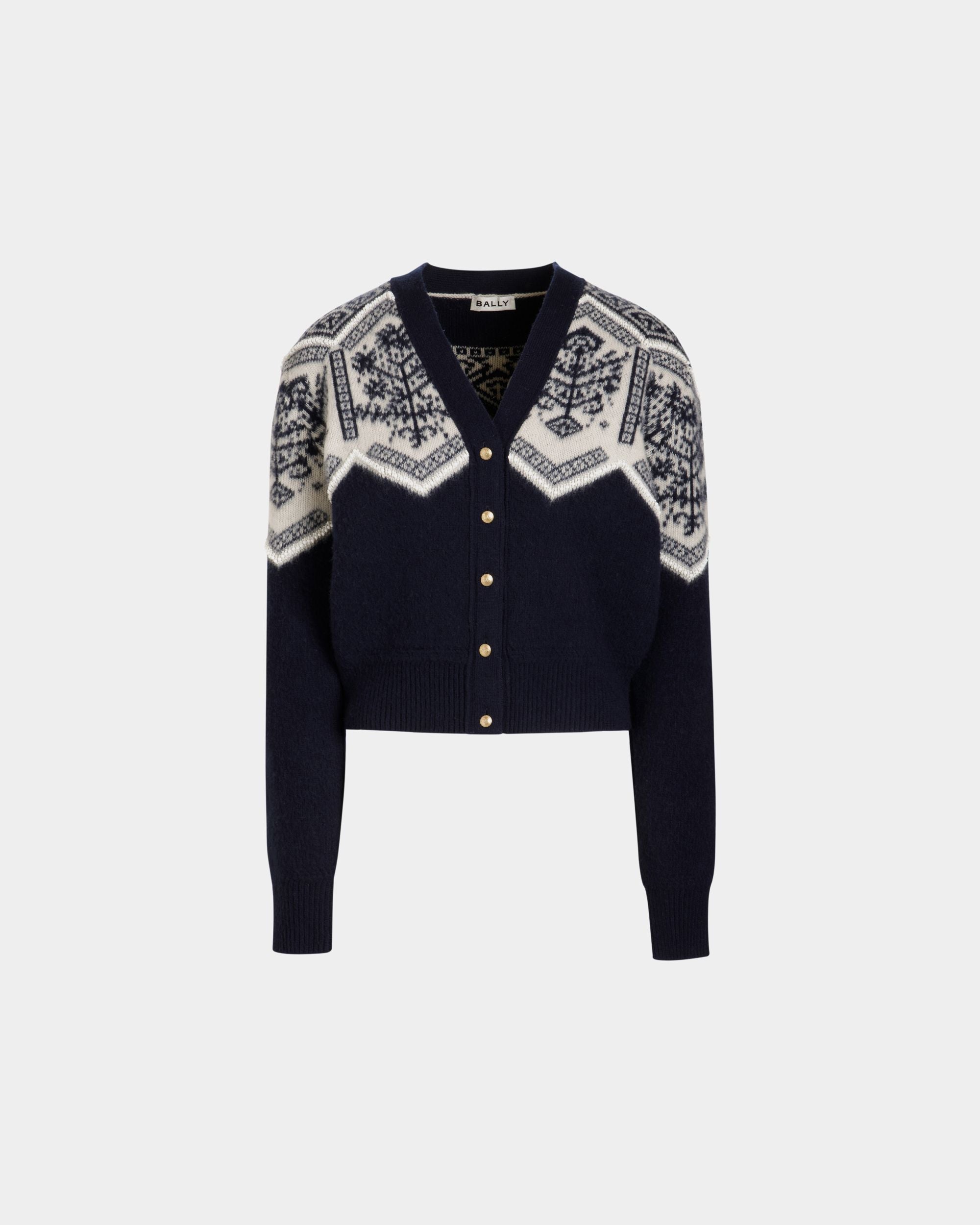 Winter Capsule Cardigan Aus Wolle In Navy Blue Mit Heritage-Blume - Donna - Bally - 01