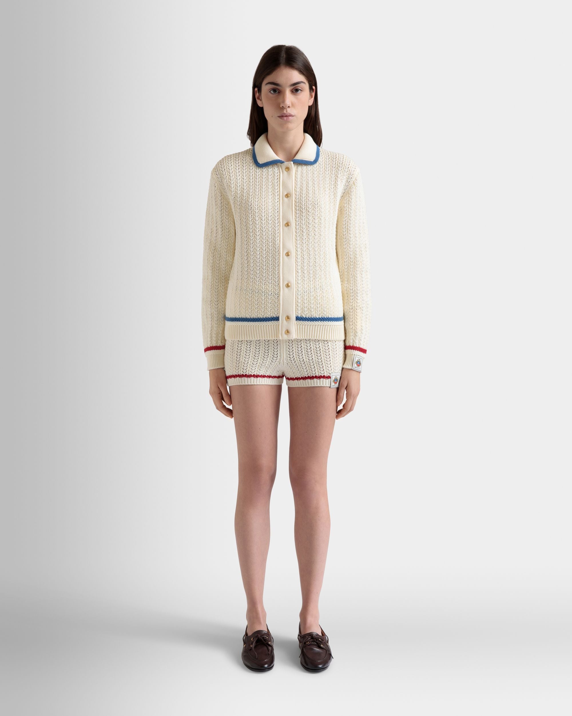 Cardigan Aus Elfenbeinfarbener Baumwolle - Donna - Bally - 02