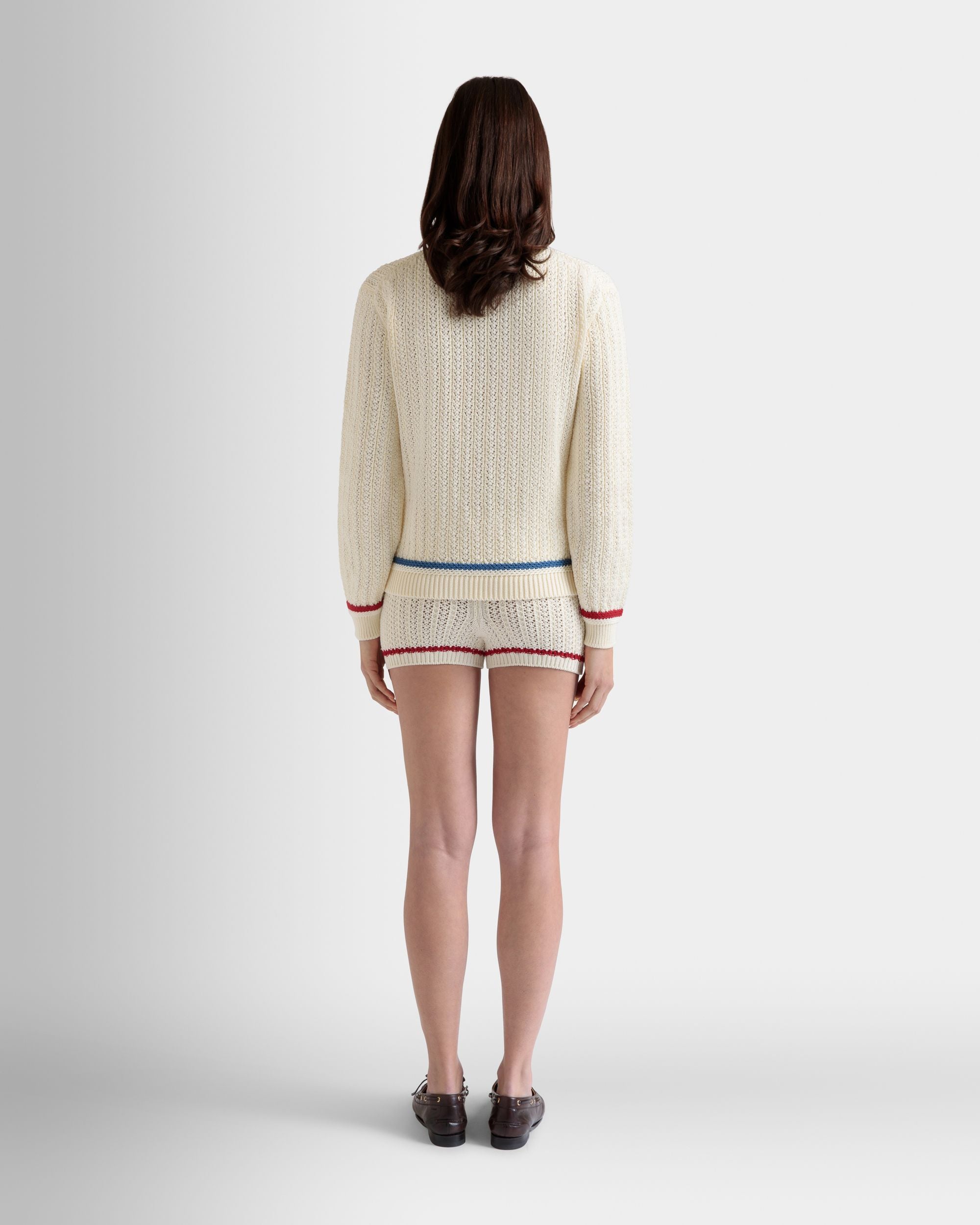 Cardigan Aus Elfenbeinfarbener Baumwolle - Femme - Bally - 06