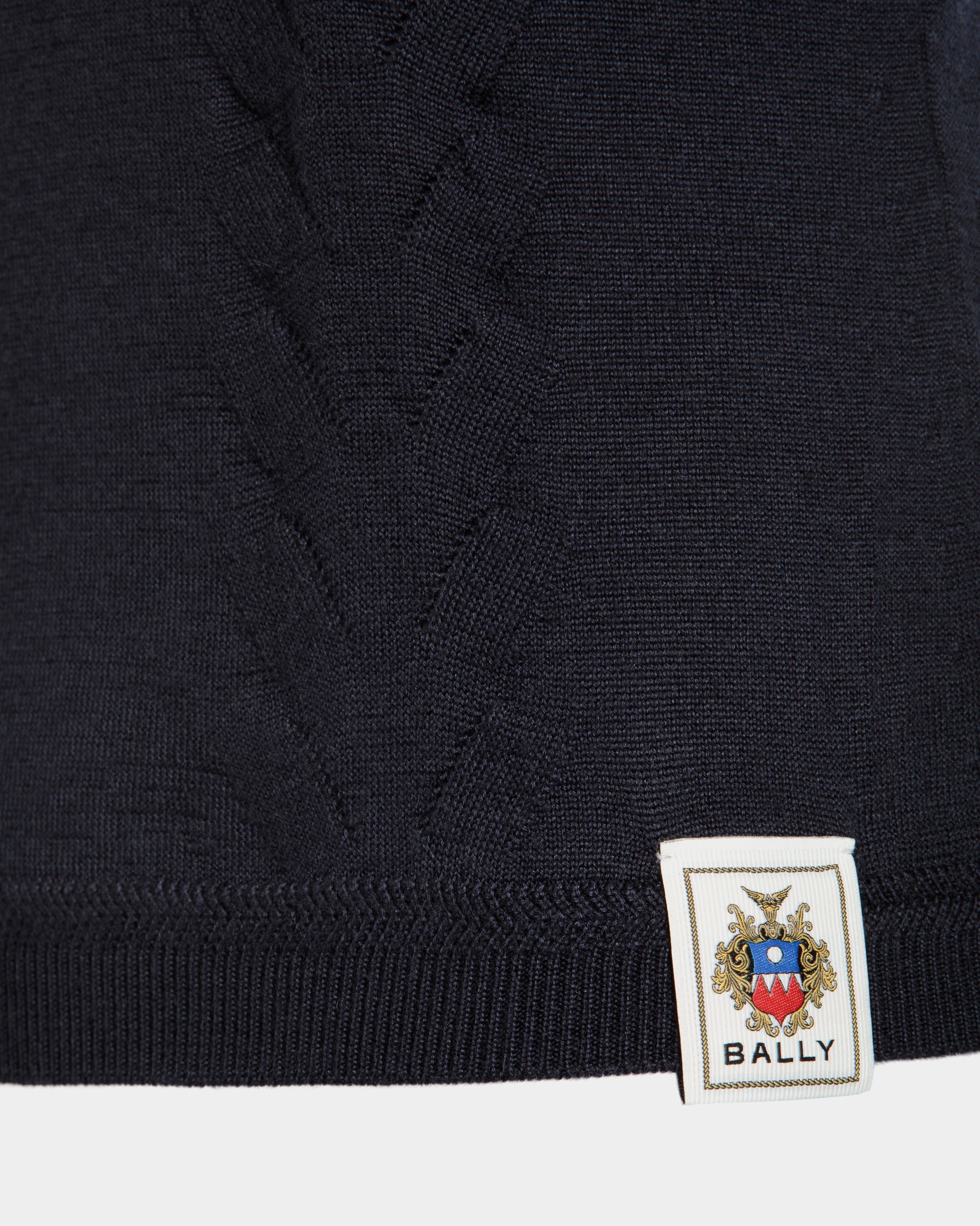 Langärmeliges Top Aus Kaschmir-Seiden-Mix In Navy Blue - Femme - Bally - 04