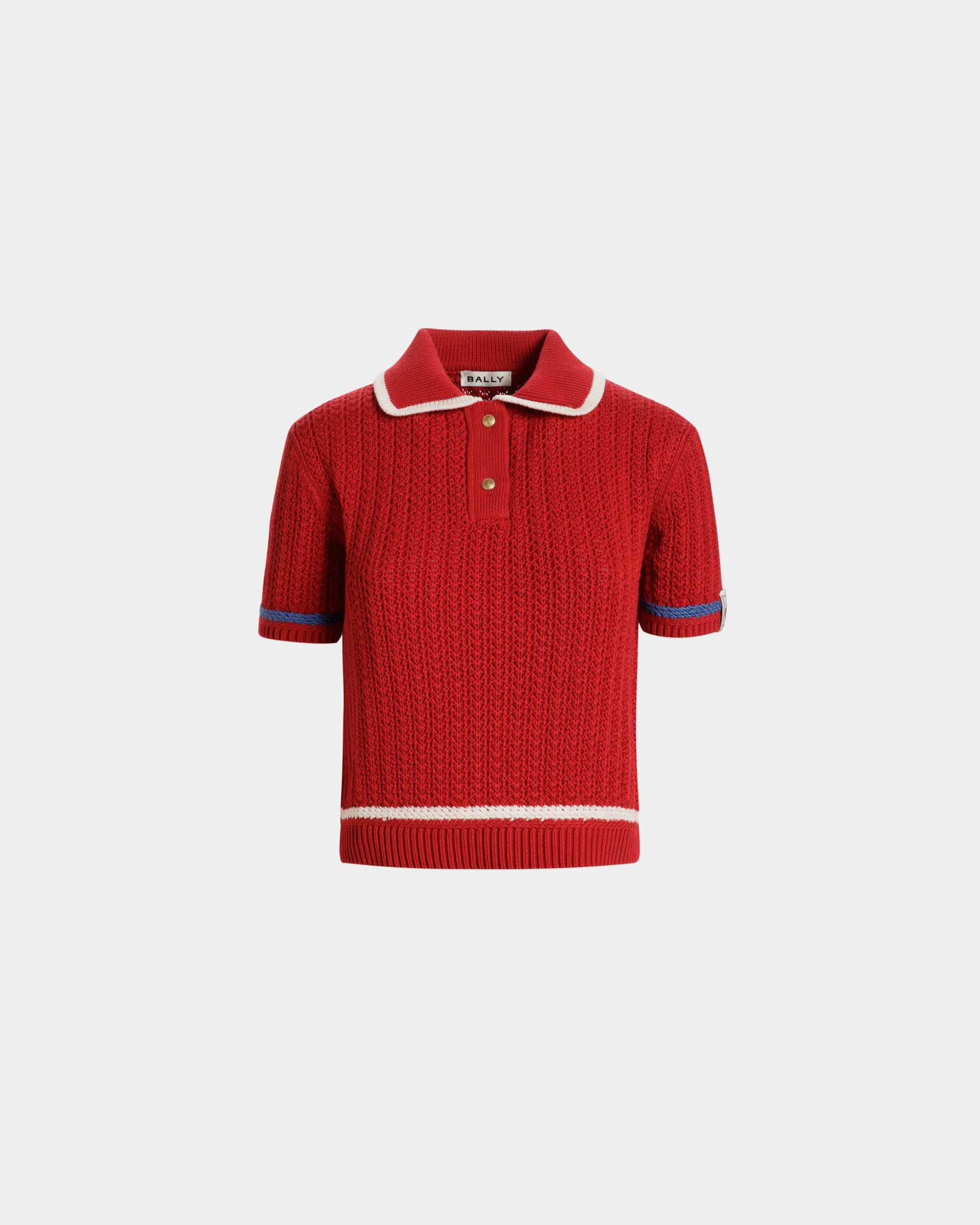 Gestricktes Poloshirt Aus Baumwolle In Rot - Women's - Bally - 01