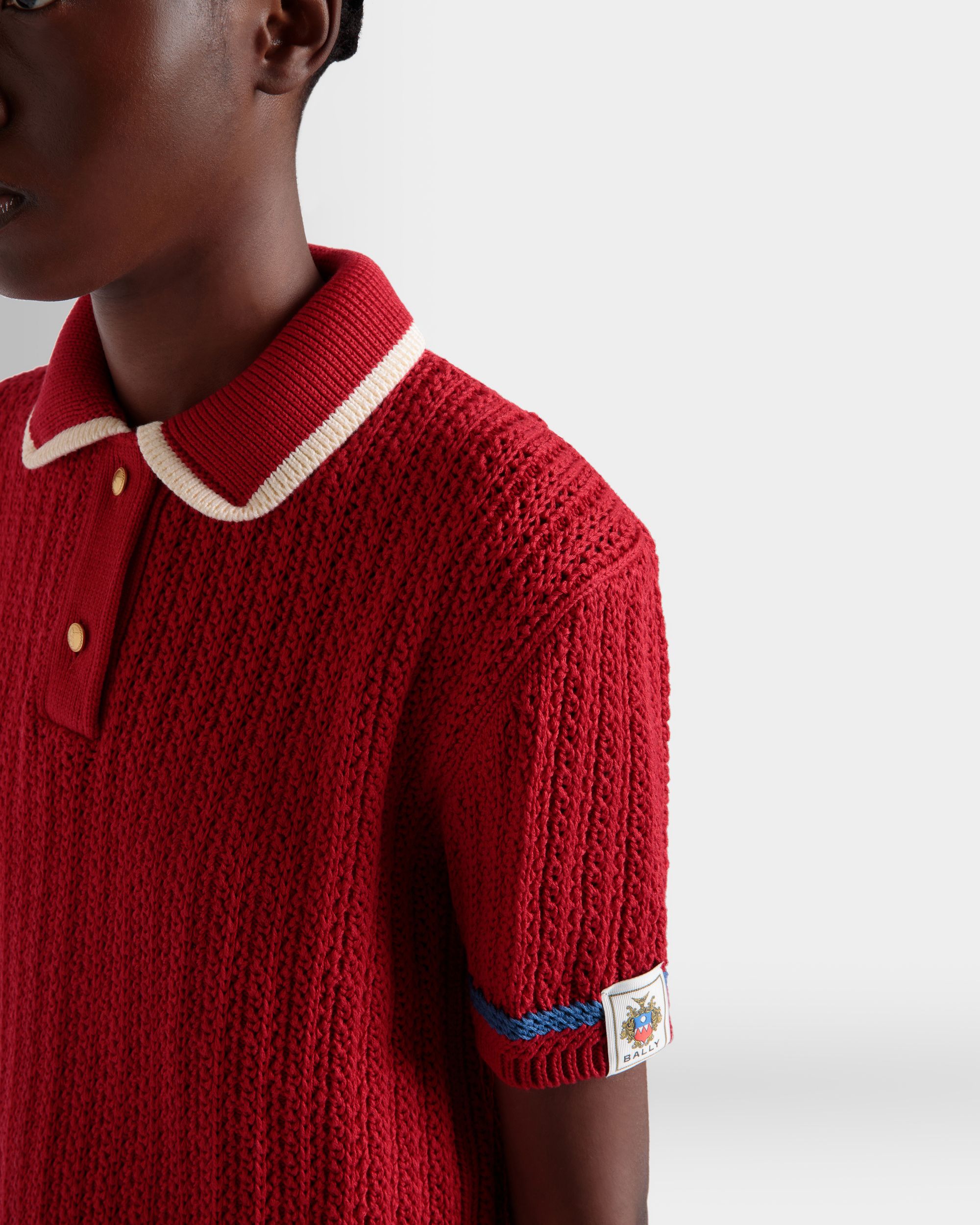 Gestricktes Poloshirt Aus Baumwolle In Rot - Women's - Bally - 03