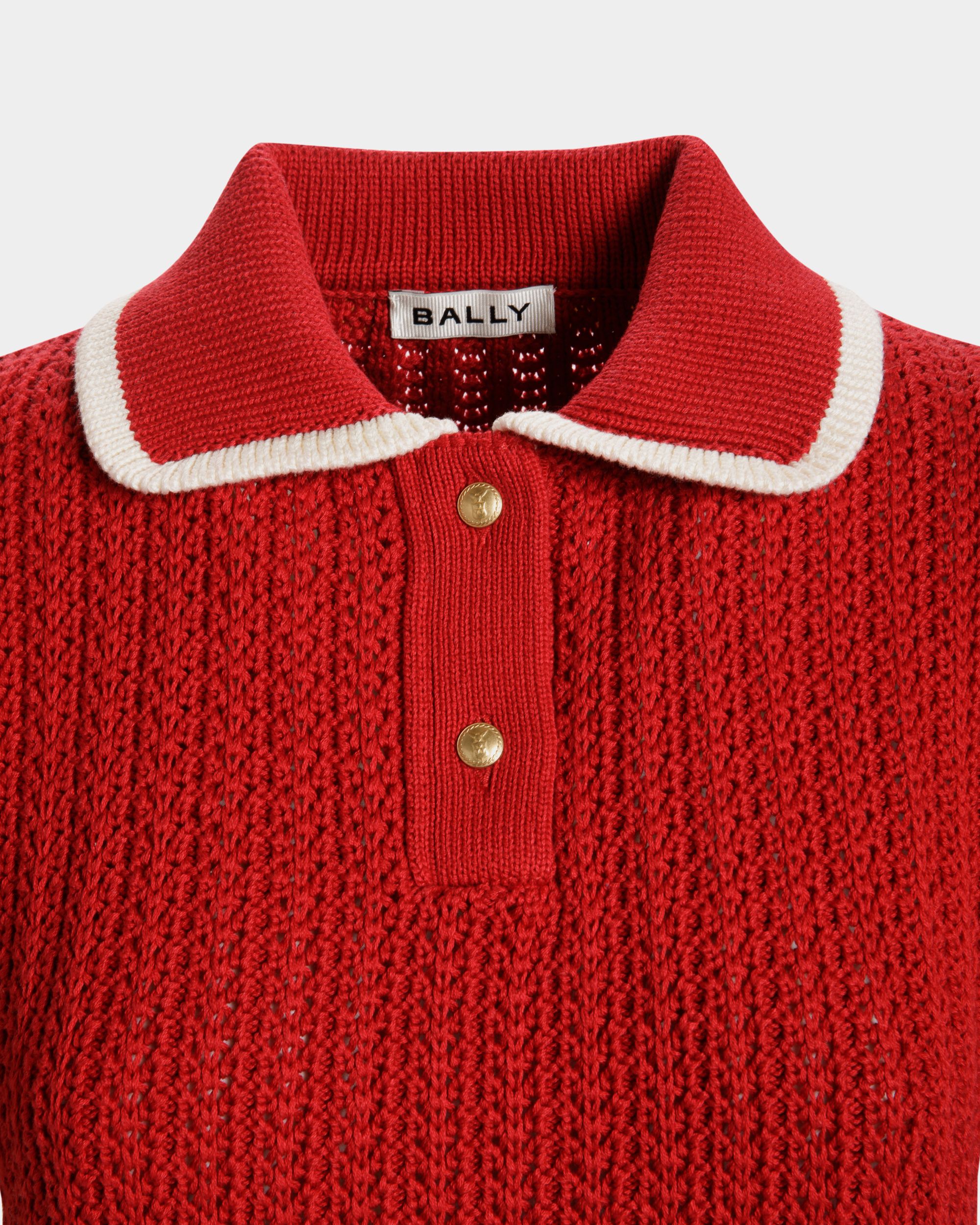 Gestricktes Poloshirt Aus Baumwolle In Rot - Women's - Bally - 04