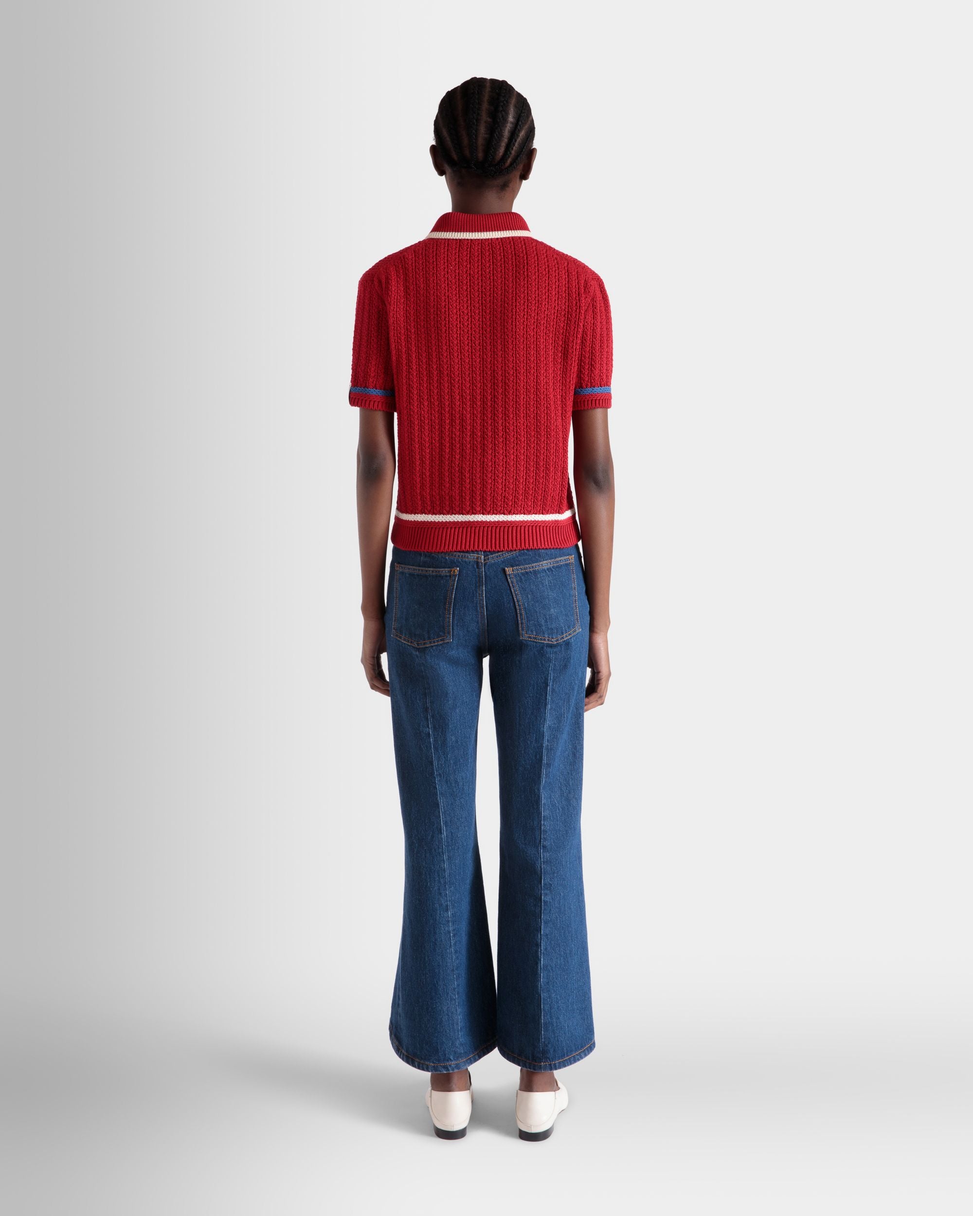 Gestricktes Poloshirt Aus Baumwolle In Rot - Women's - Bally - 06