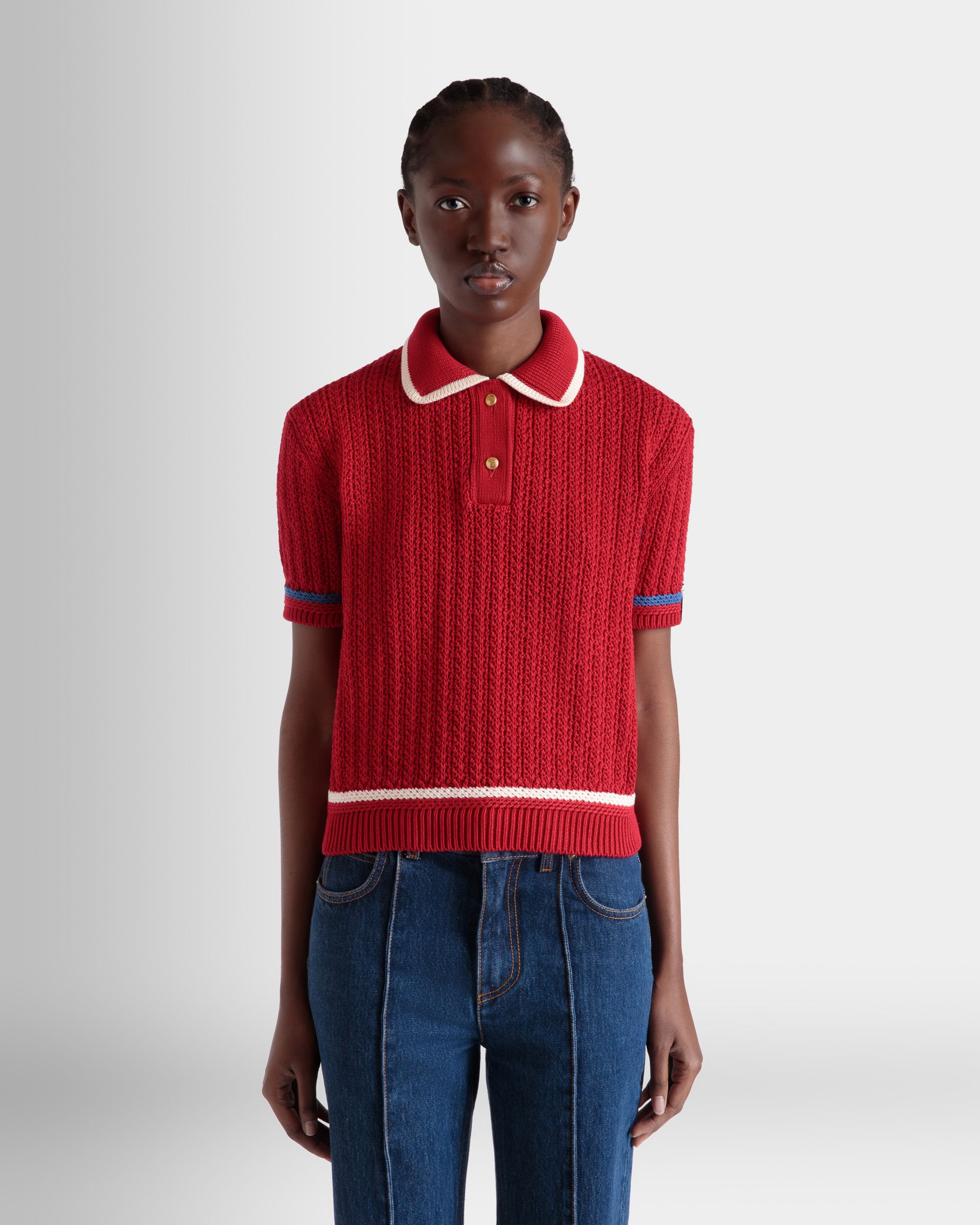 Polo In Maglia Di Cotone Rossa - Donna - Bally - 08