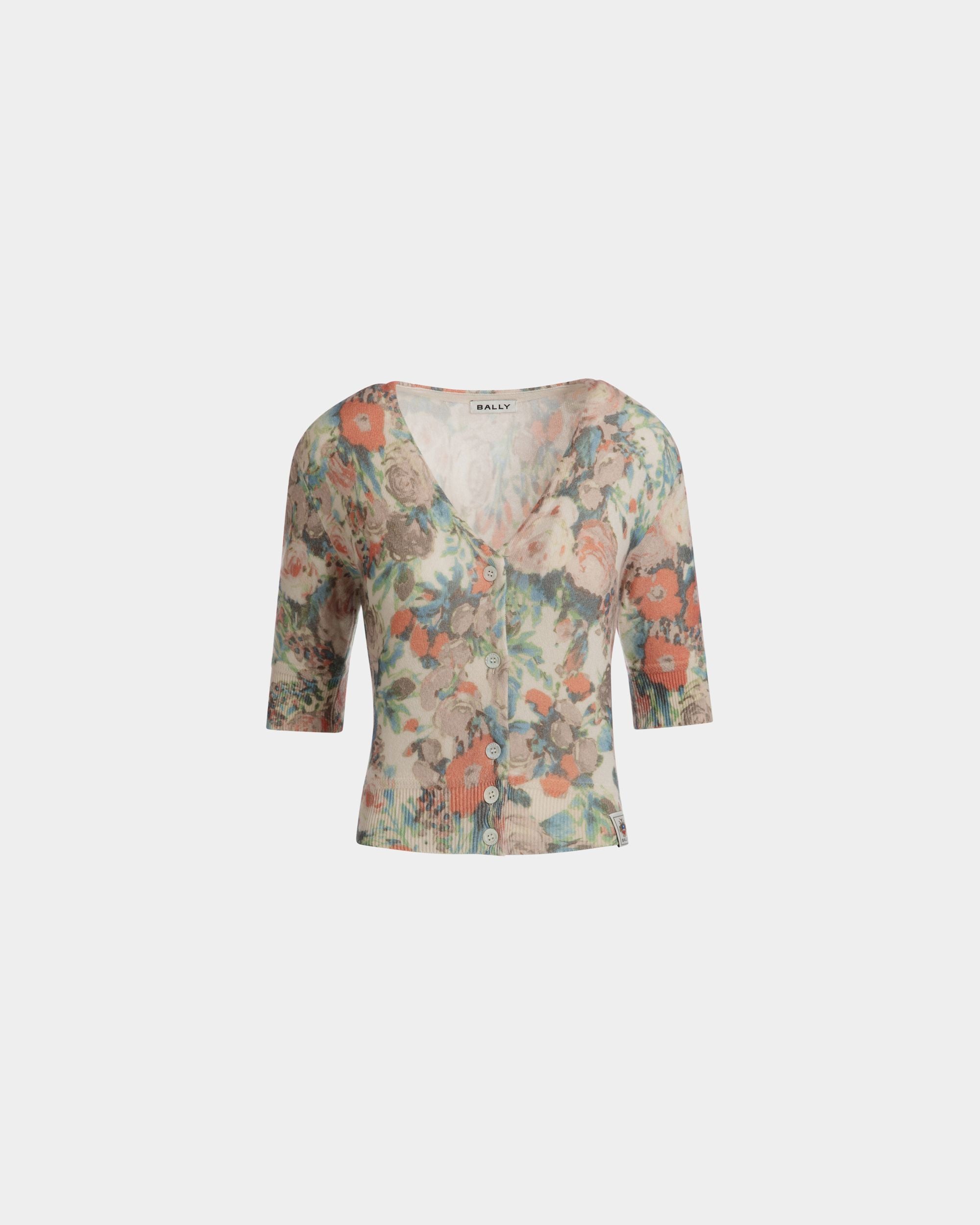 Cardigan In Cashmere Multicolore Con Stampa Rosengarten - Donna - Bally - 01