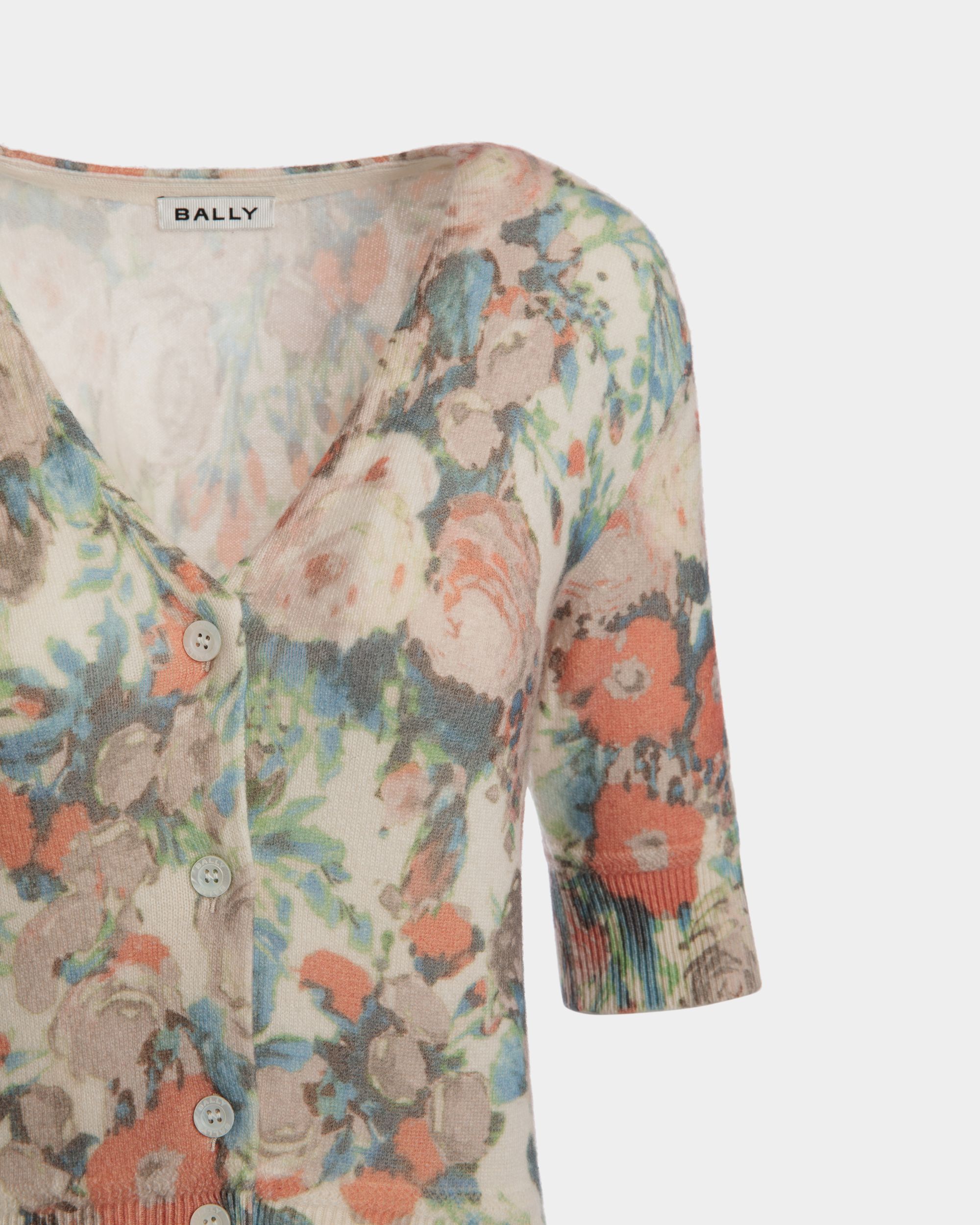 Cardigan In Cashmere Multicolore Con Stampa Rosengarten - Donna - Bally - 02