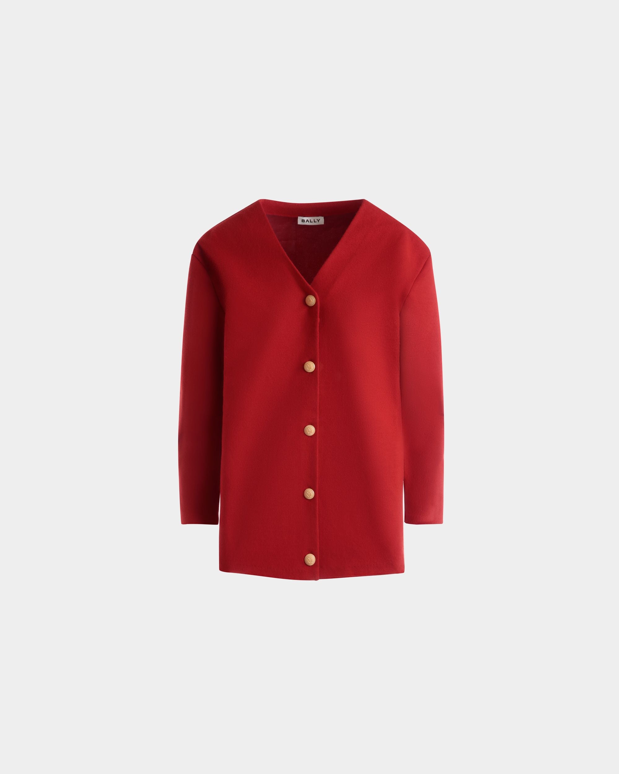 Cardigan En Mélange De Laine Et Soie Rouges - Femme - Bally - 01