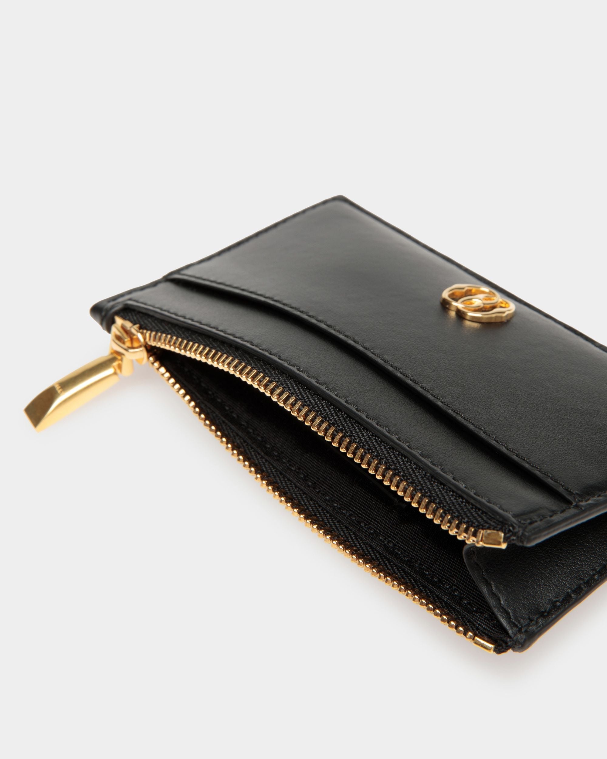 Portacarte Emblem In Pelle Nera - Donna - Bally - 04