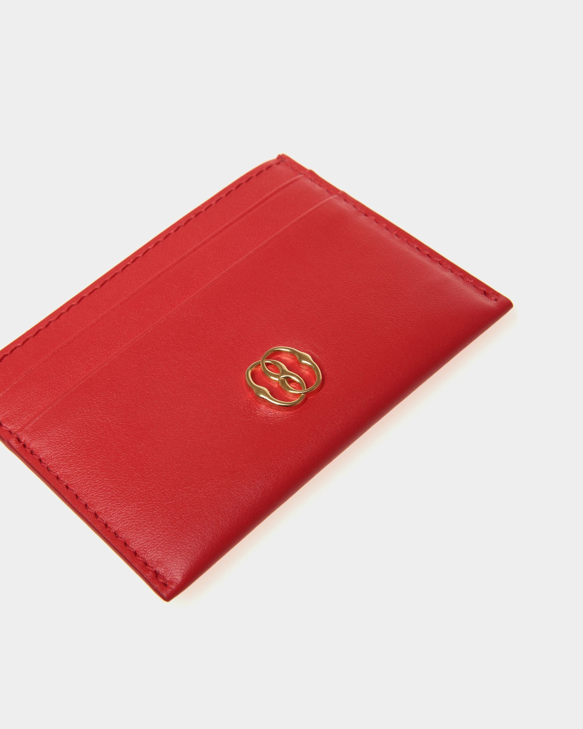 Porte-Cartes Emblem En Cuir Rouge - Femme - Bally - 04