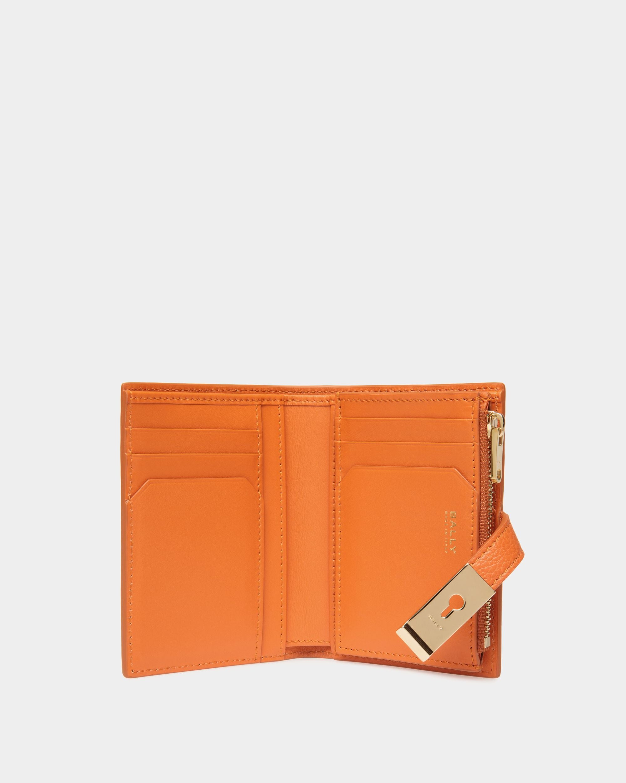 Lock Me Wallet in Koi Orange Grained Leather - Women's - Bally - 03