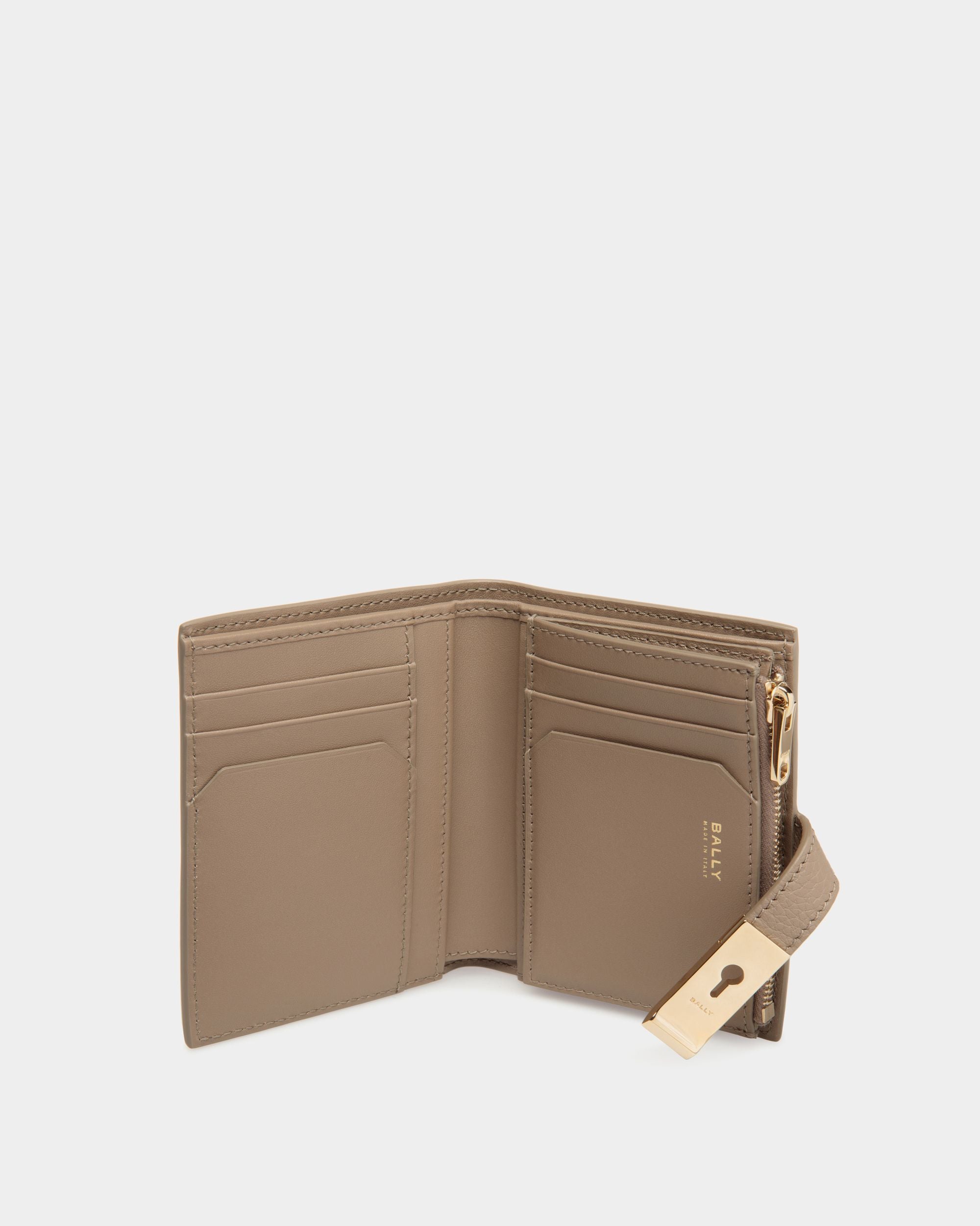 Lock Me Geldbörse Aus Genarbtem Leder In Taupe - Damen - Bally - 03