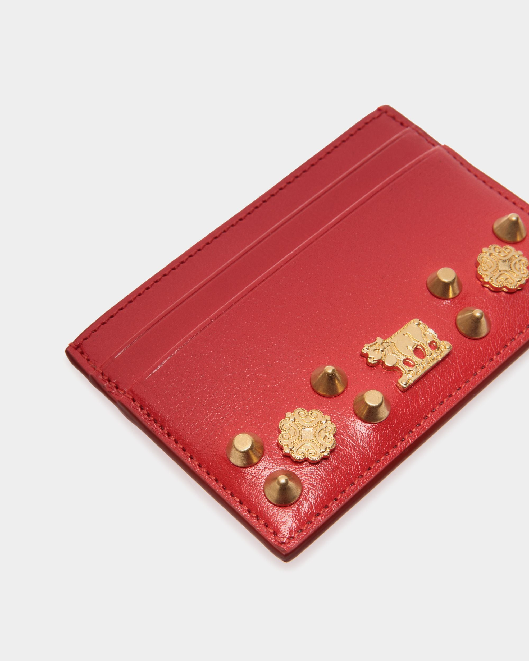 Swissness Kartenetui Aus Rotem Leder Mit Nieten - Damen - Bally - 04