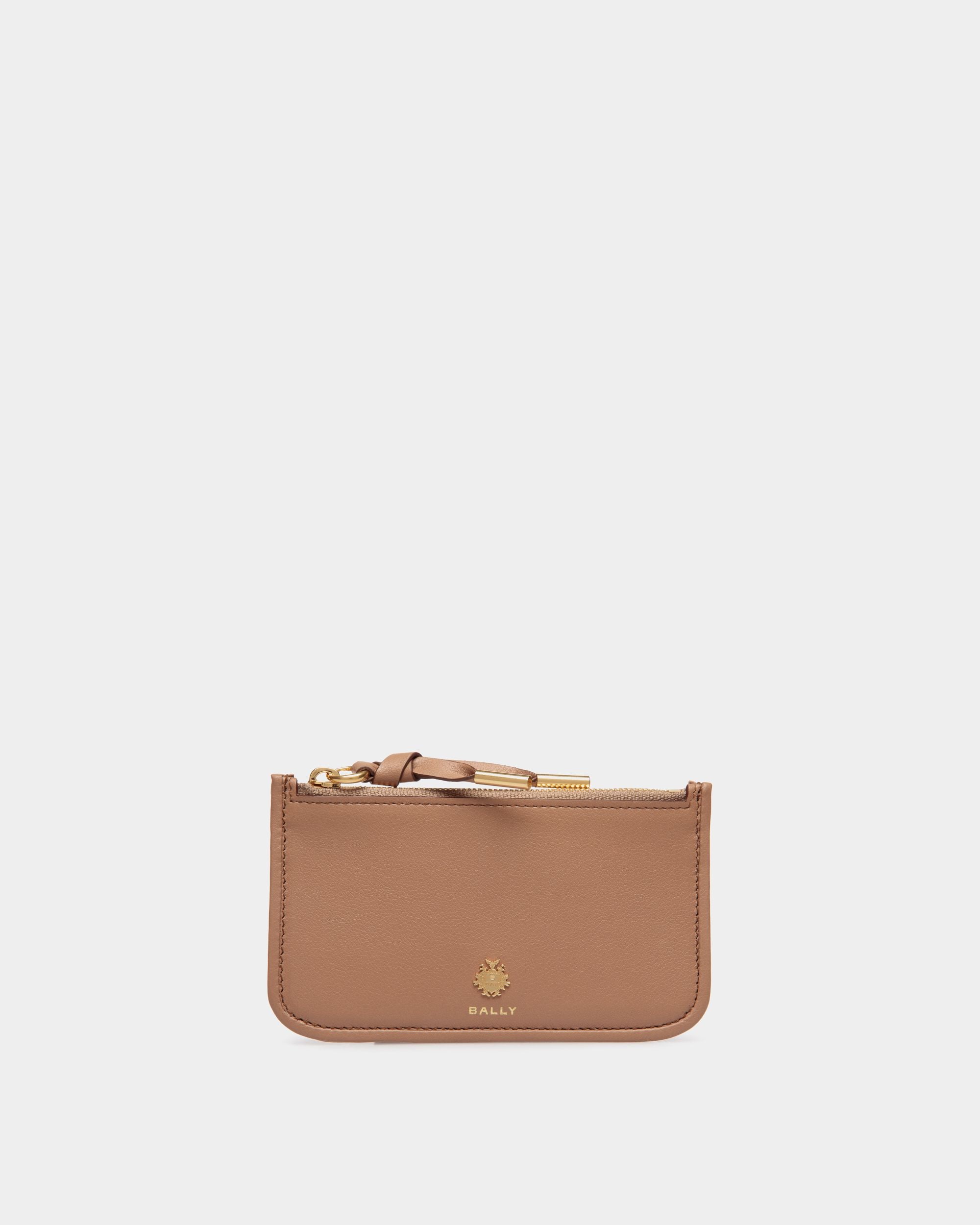 Bally Essential Zipped Card Holder in Praline Beige Leather - Women's - Bally - 01