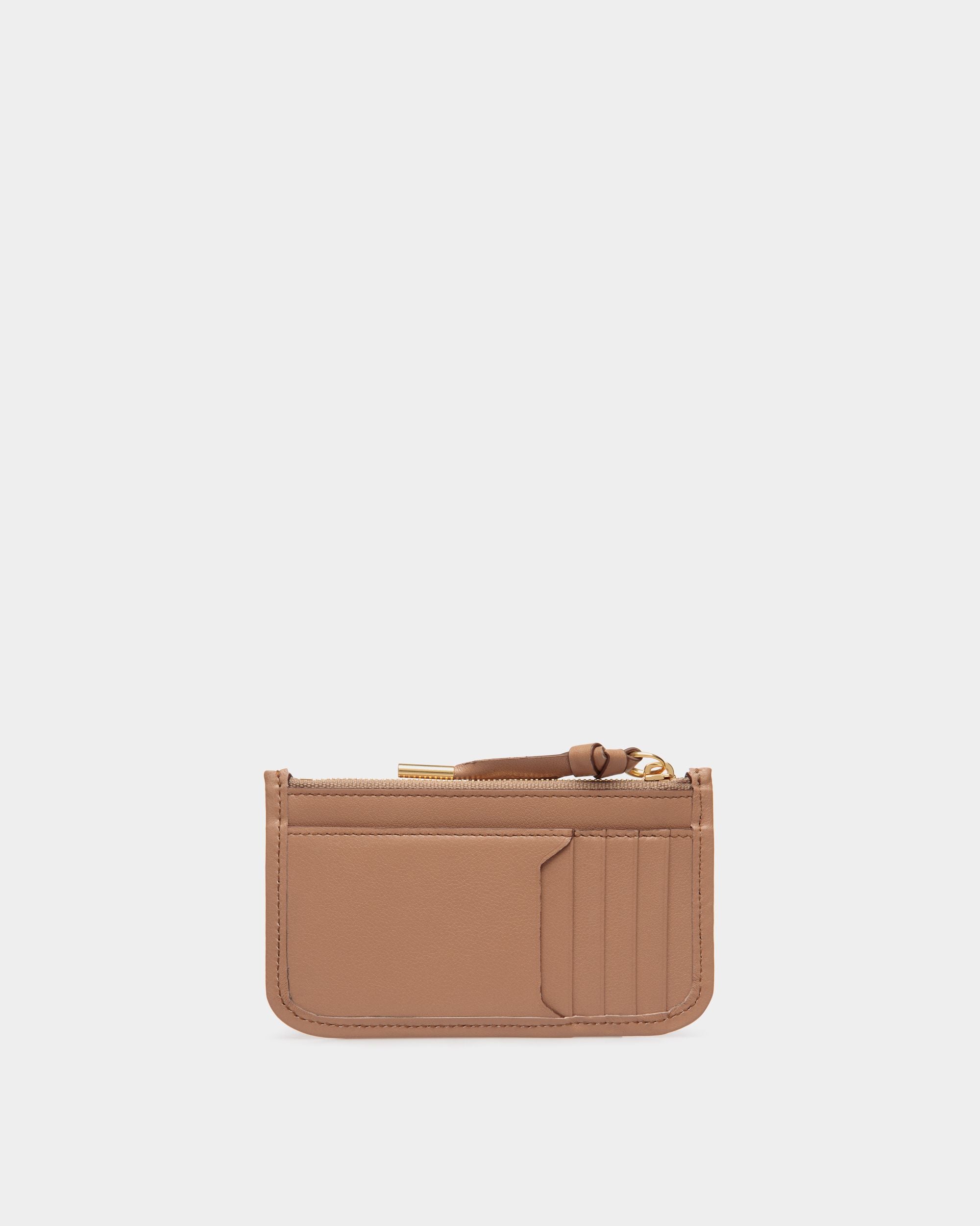 Bally Essential Zipped Card Holder in Praline Beige Leather - Women's - Bally - 02
