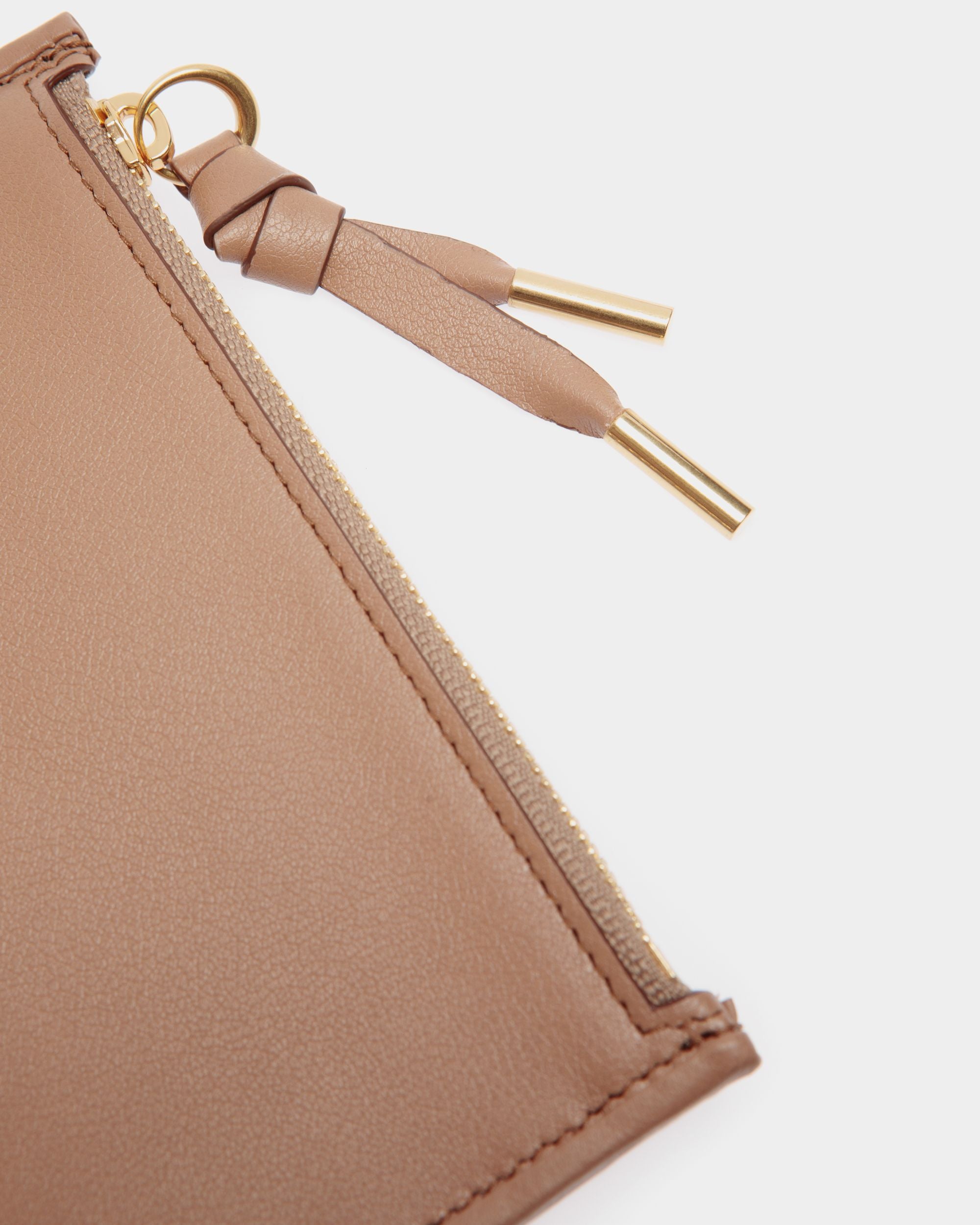 Bally Essential Zipped Card Holder in Praline Beige Leather - Women's - Bally - 05