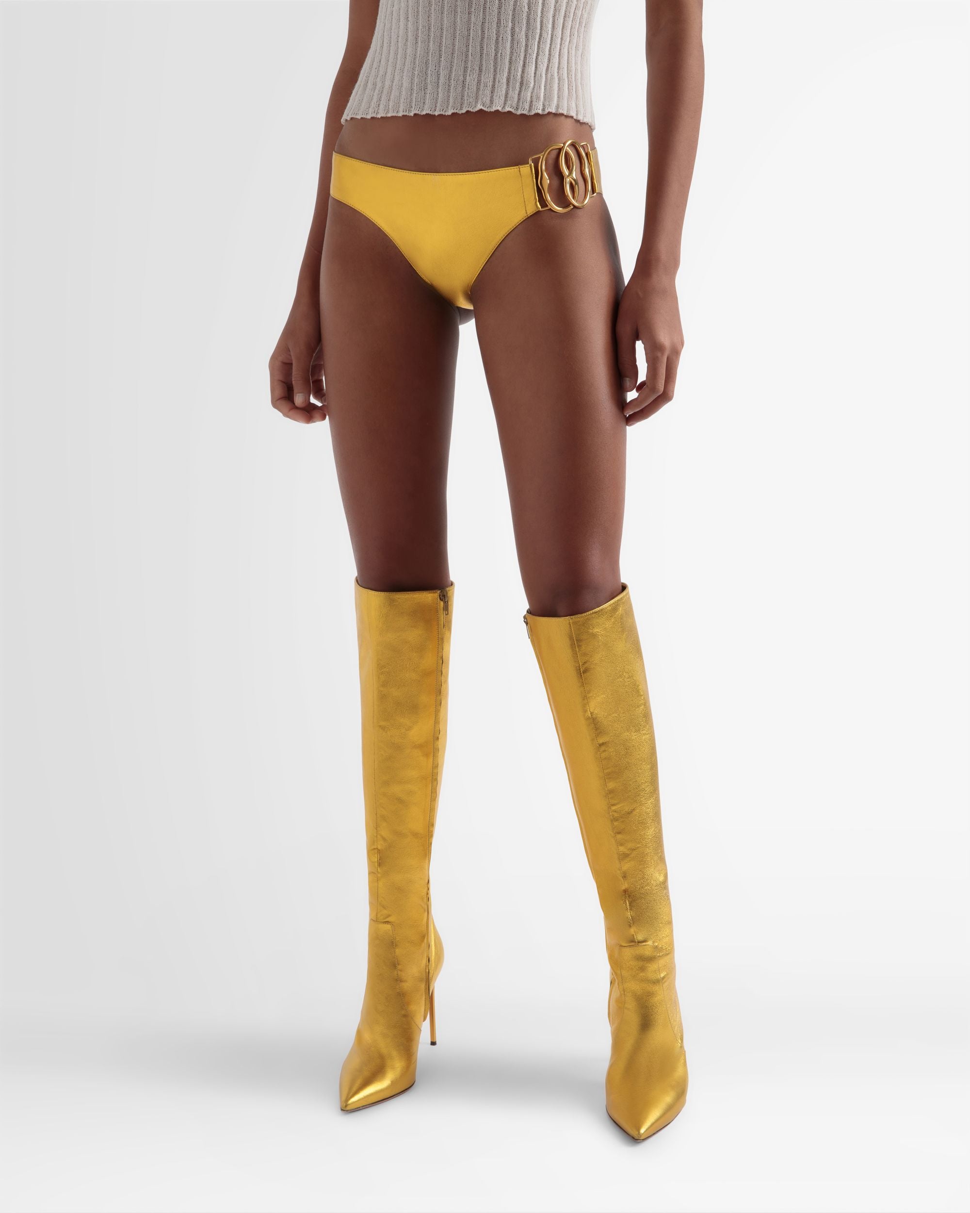 Leder-Panty In Gold - Damen - Bally - 02