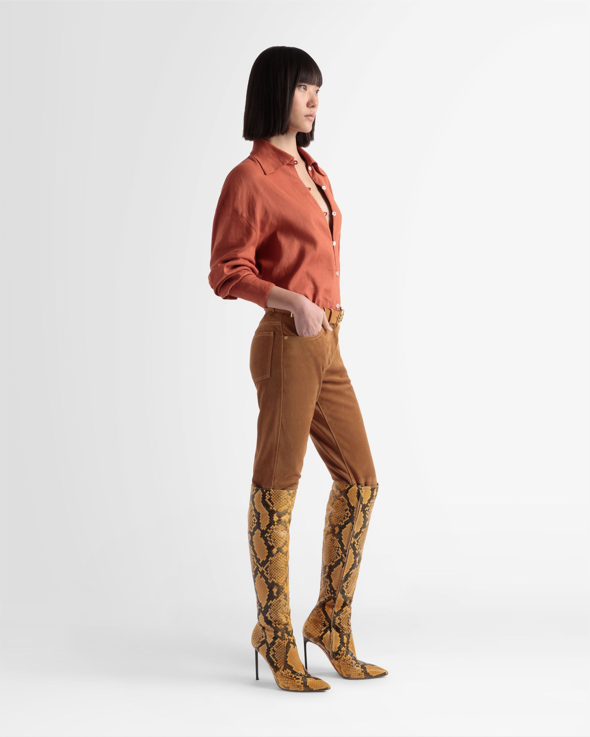 Lederhose Mit Geradem Bein In Desert - Damen - Bally - 03