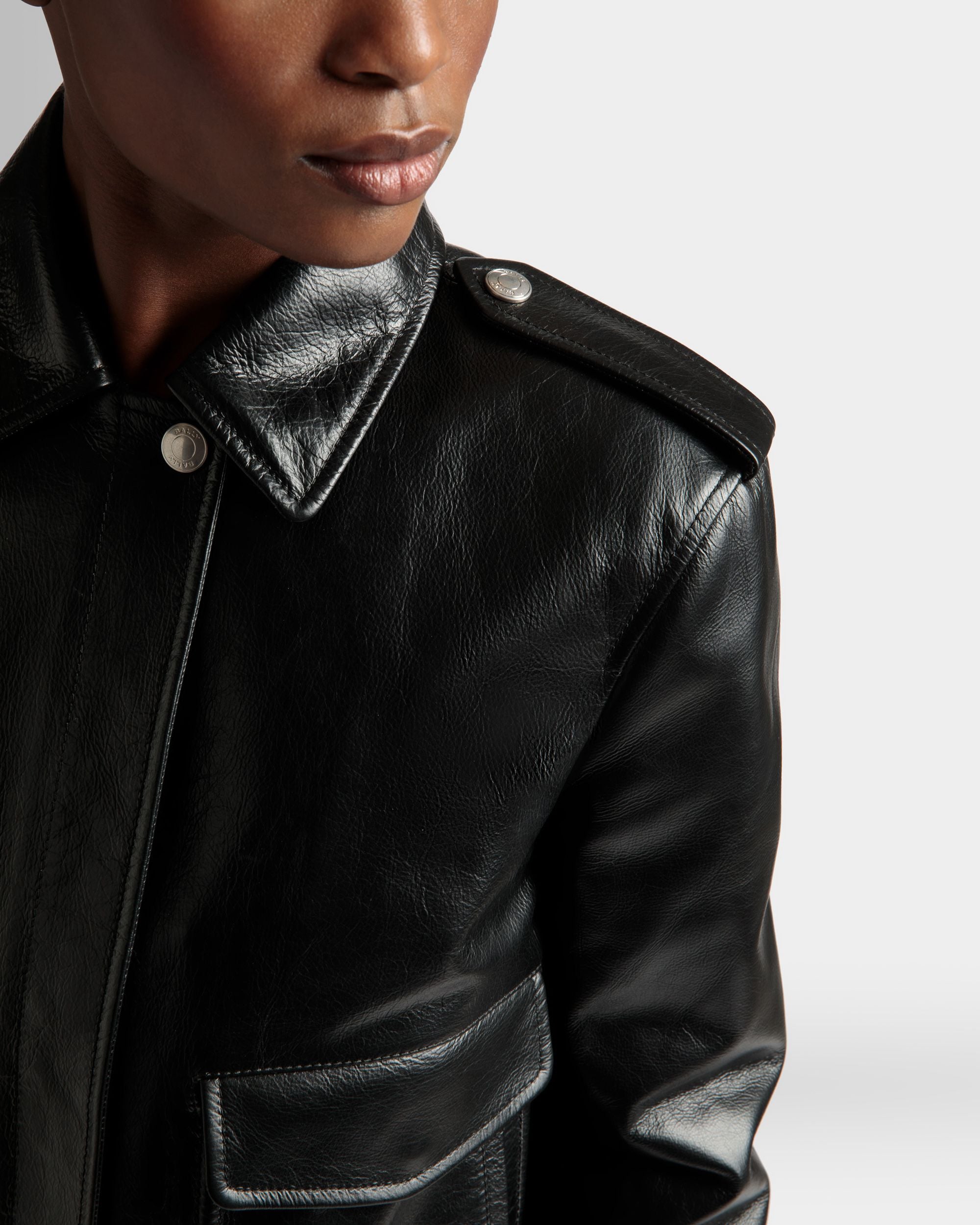Bomberjacke Aus Leder In Schwarz - Damen - Bally - 03