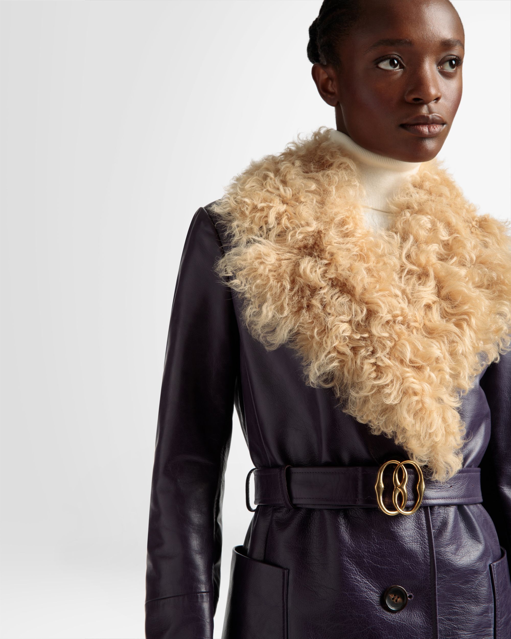 Mantel Mit Pelzkragen Aus Leder In Orchidee - Damen - Bally - 04