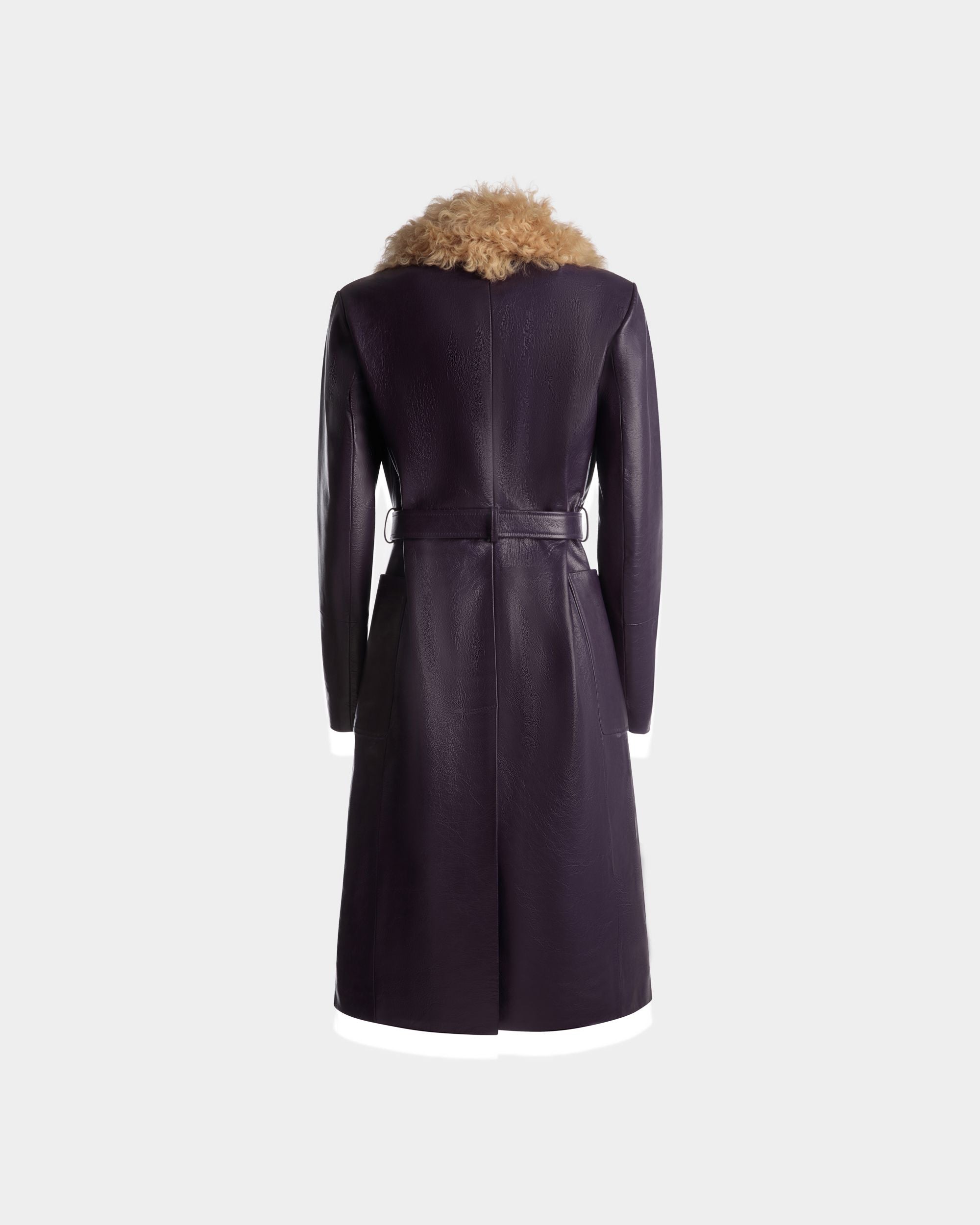 Mantel Mit Pelzkragen Aus Leder In Orchidee - Damen - Bally - 07