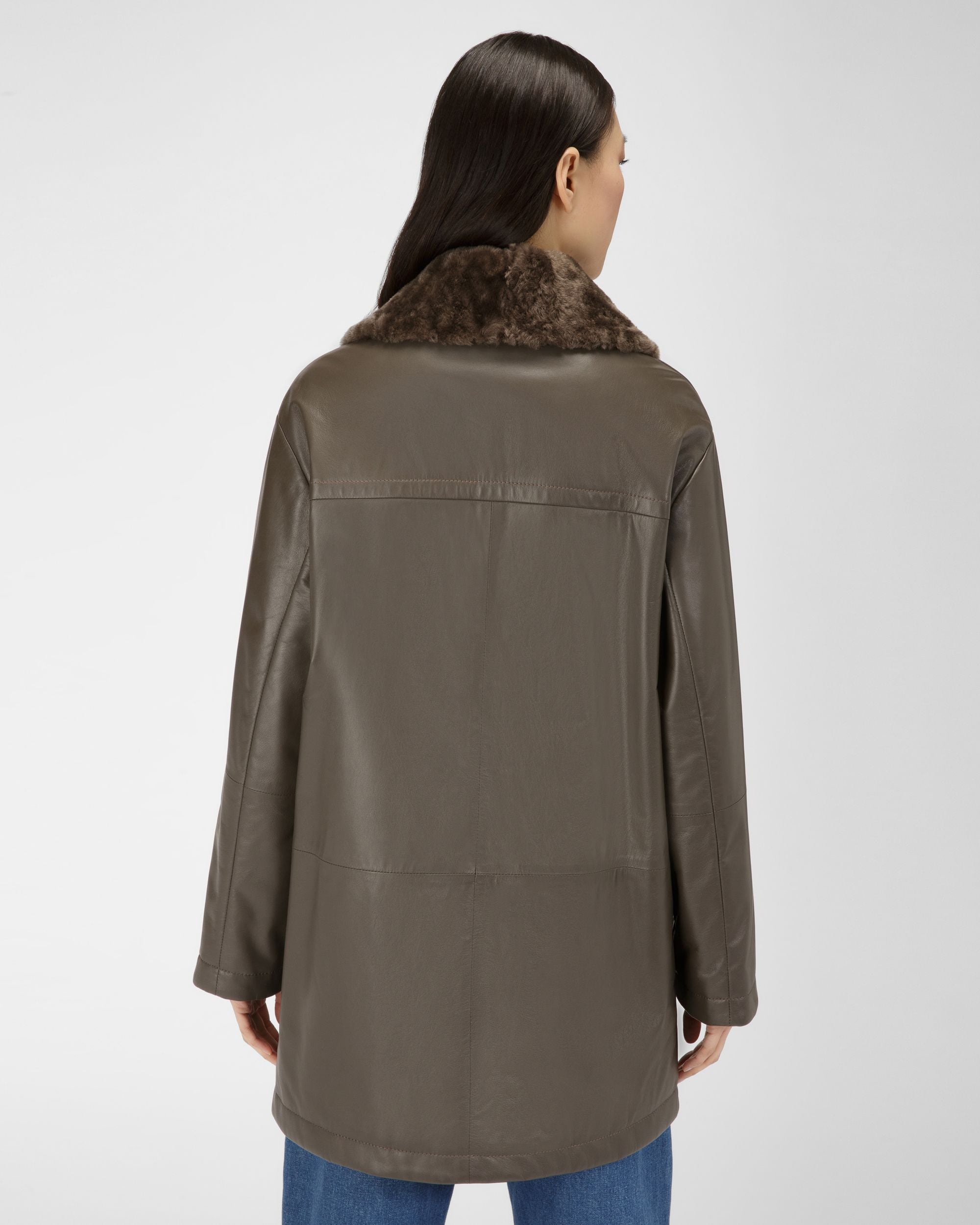 Cappotto Con Collo Shearling In Pelle Marrone - Donna - Bally - 03