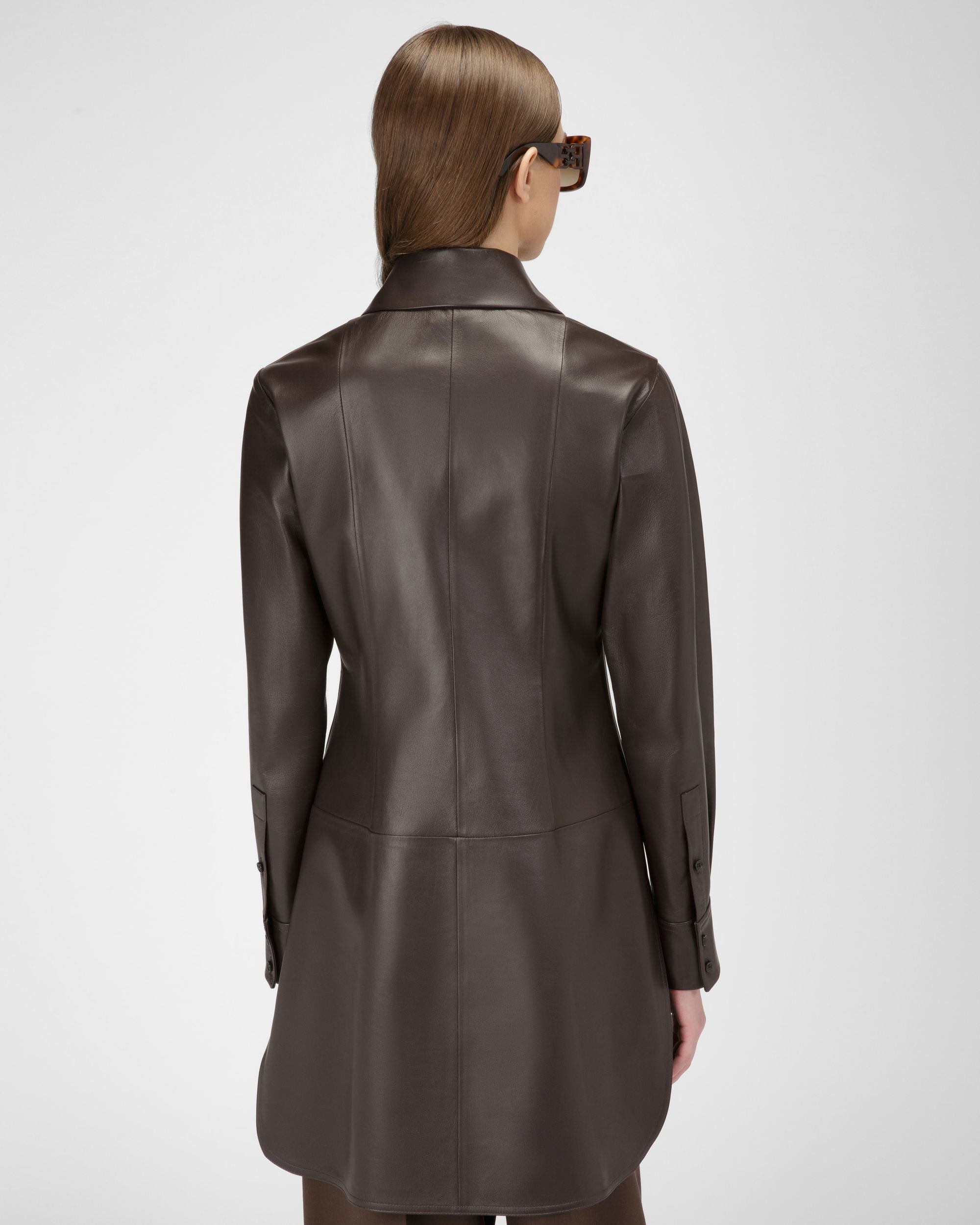 Hemd Aus Ebenholzbrauner Leder - Damen - Bally - 03