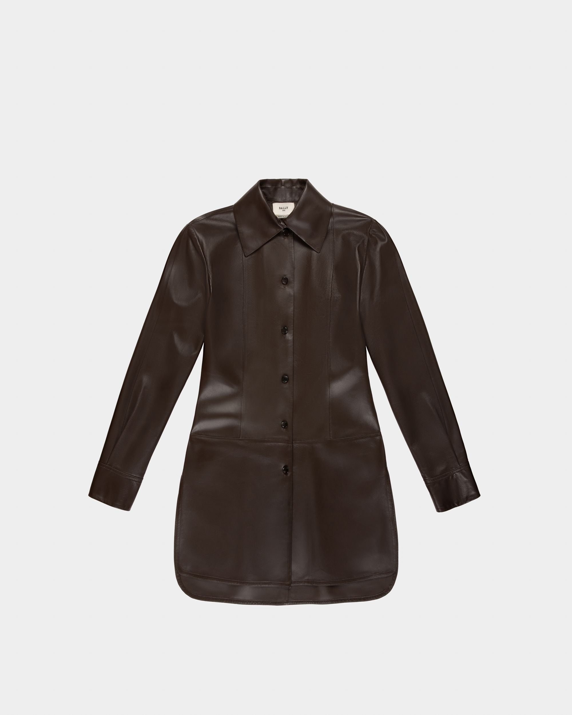 Hemd Aus Ebenholzbrauner Leder - Damen - Bally - 04