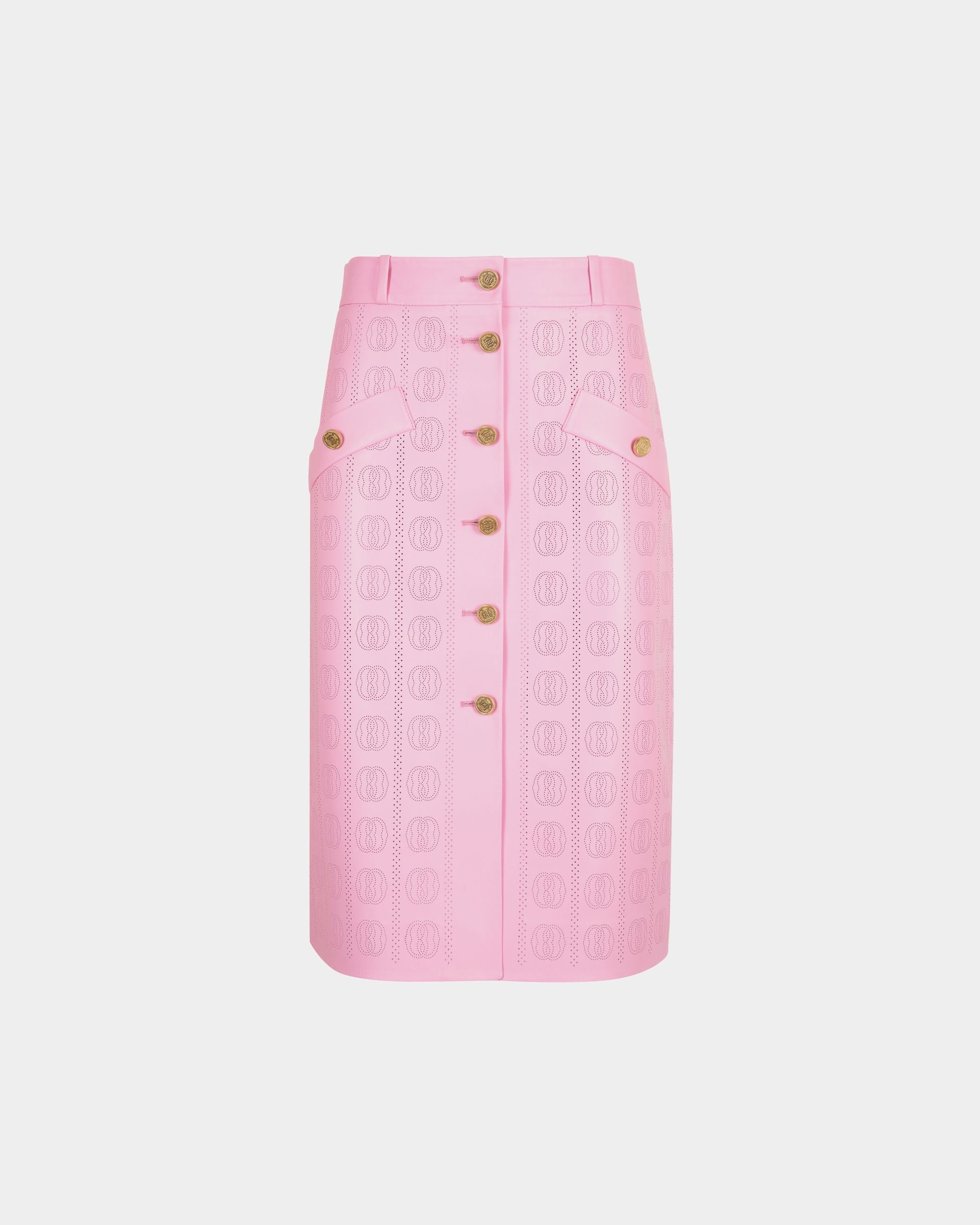 Midi Skirt In Pink Leather - Women's - Bally - 01