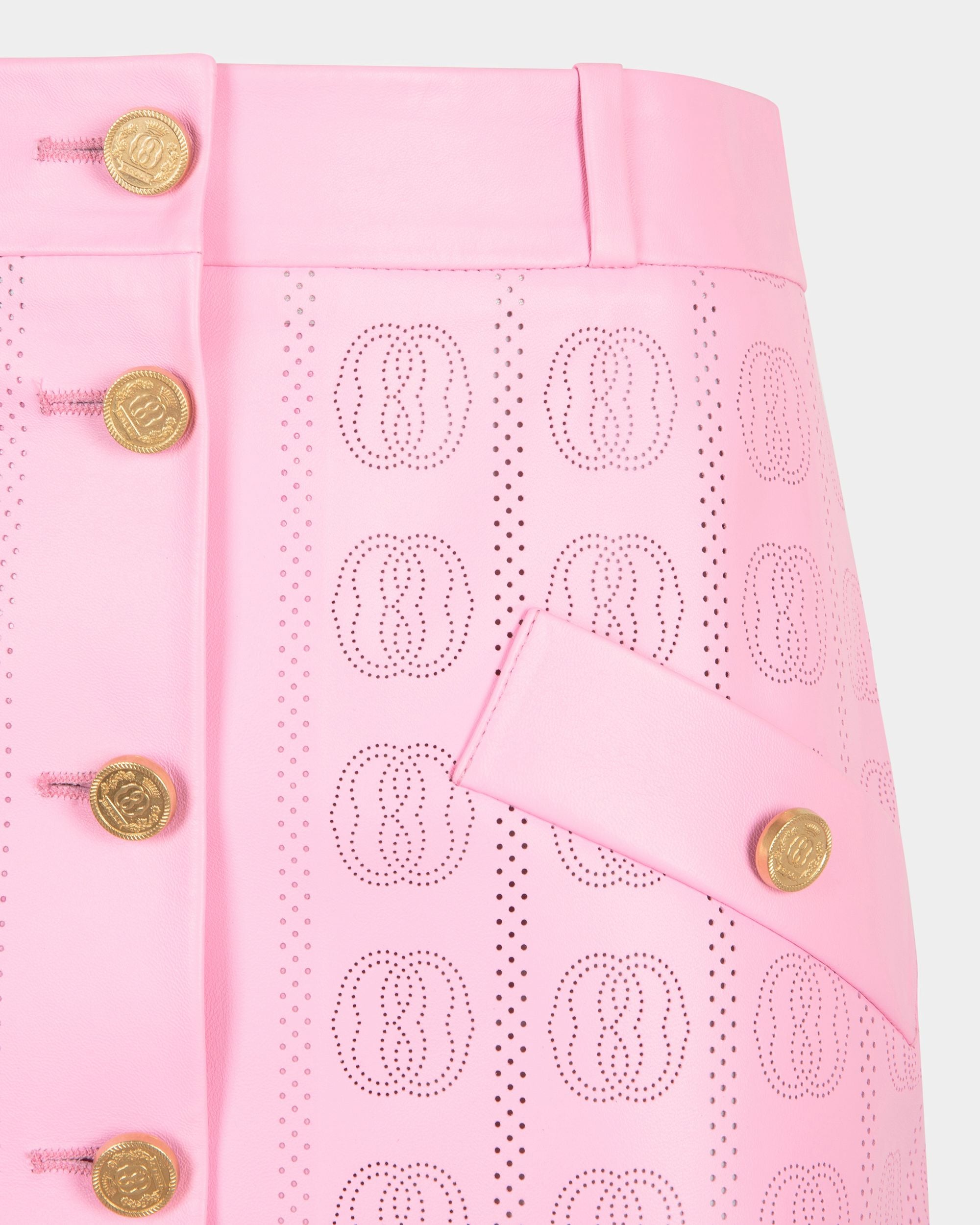 Midi Skirt In Pink Leather - Women's - Bally - 02