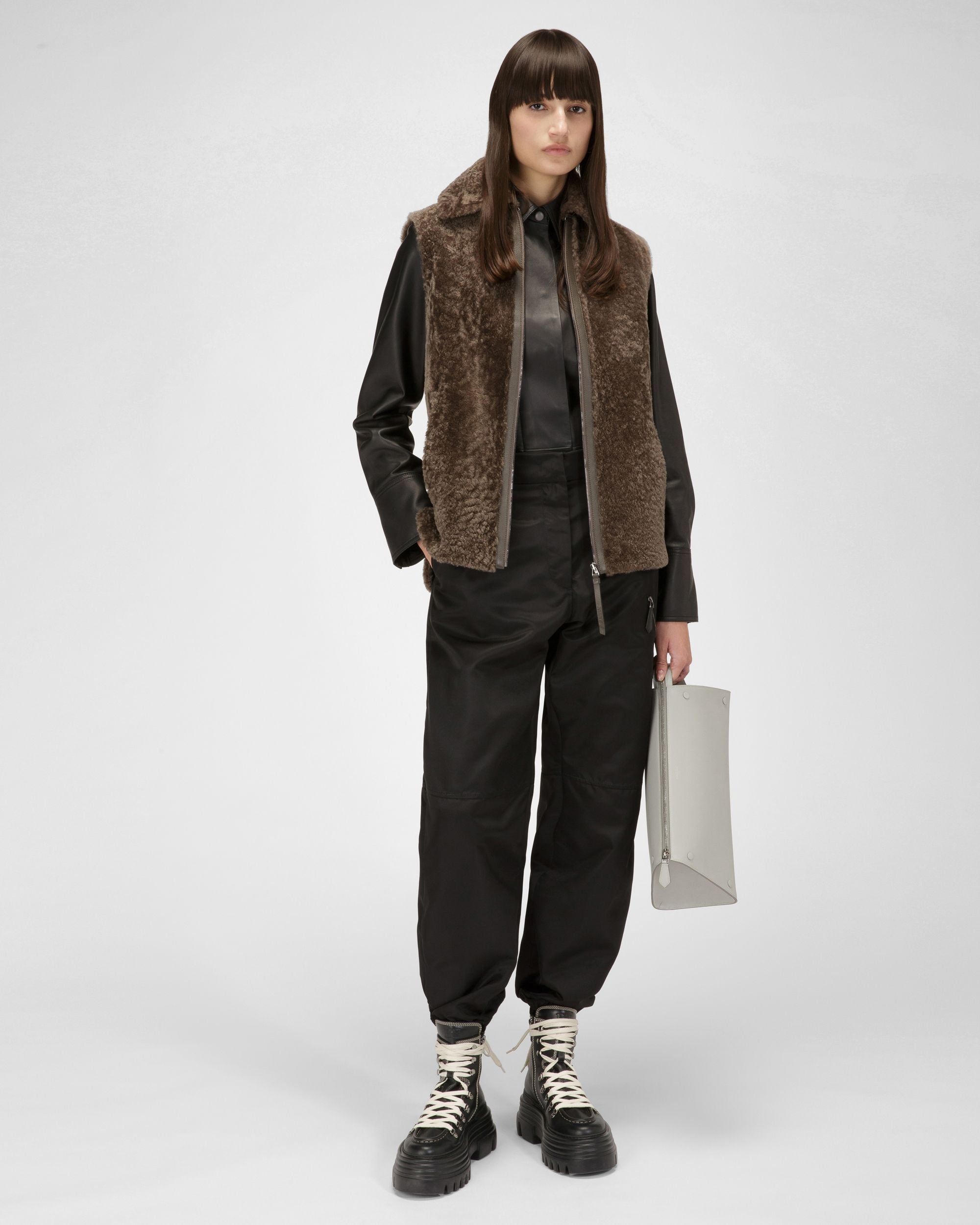 Gilet In Shearling Marrone - Donna - Bally - 05