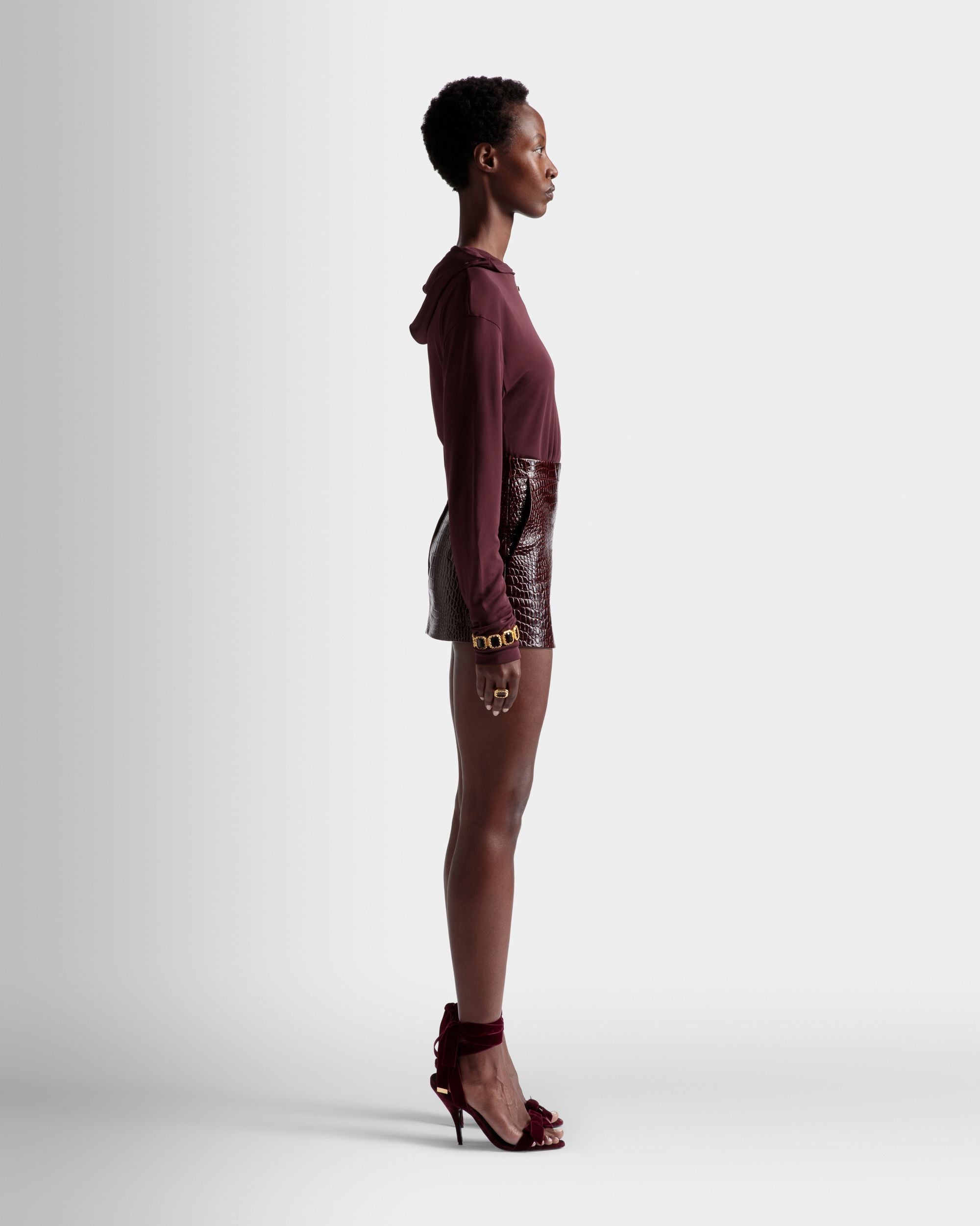 Jupe En Cuir Bordeaux - Femme - Bally - 05