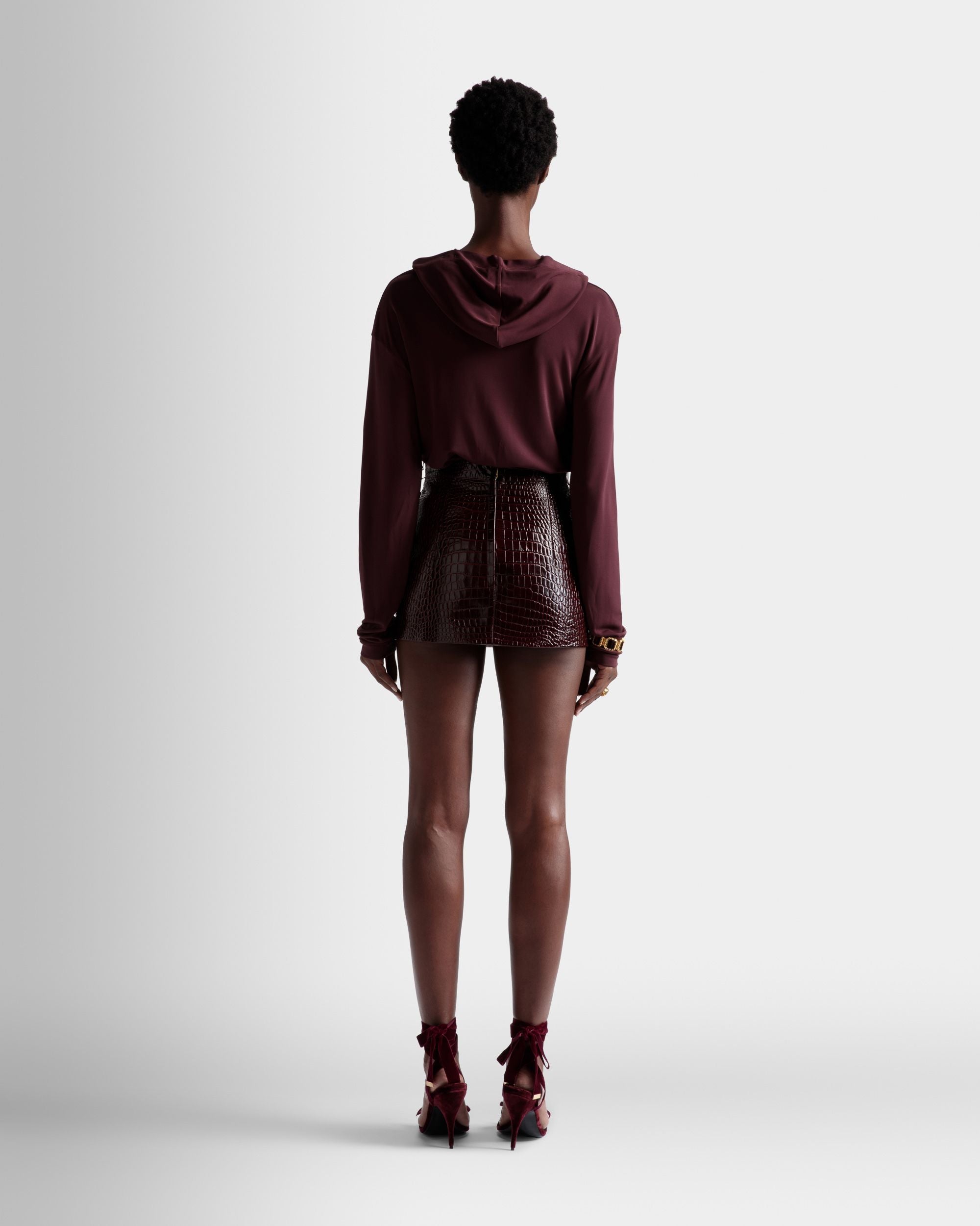 Jupe En Cuir Bordeaux - Femme - Bally - 06