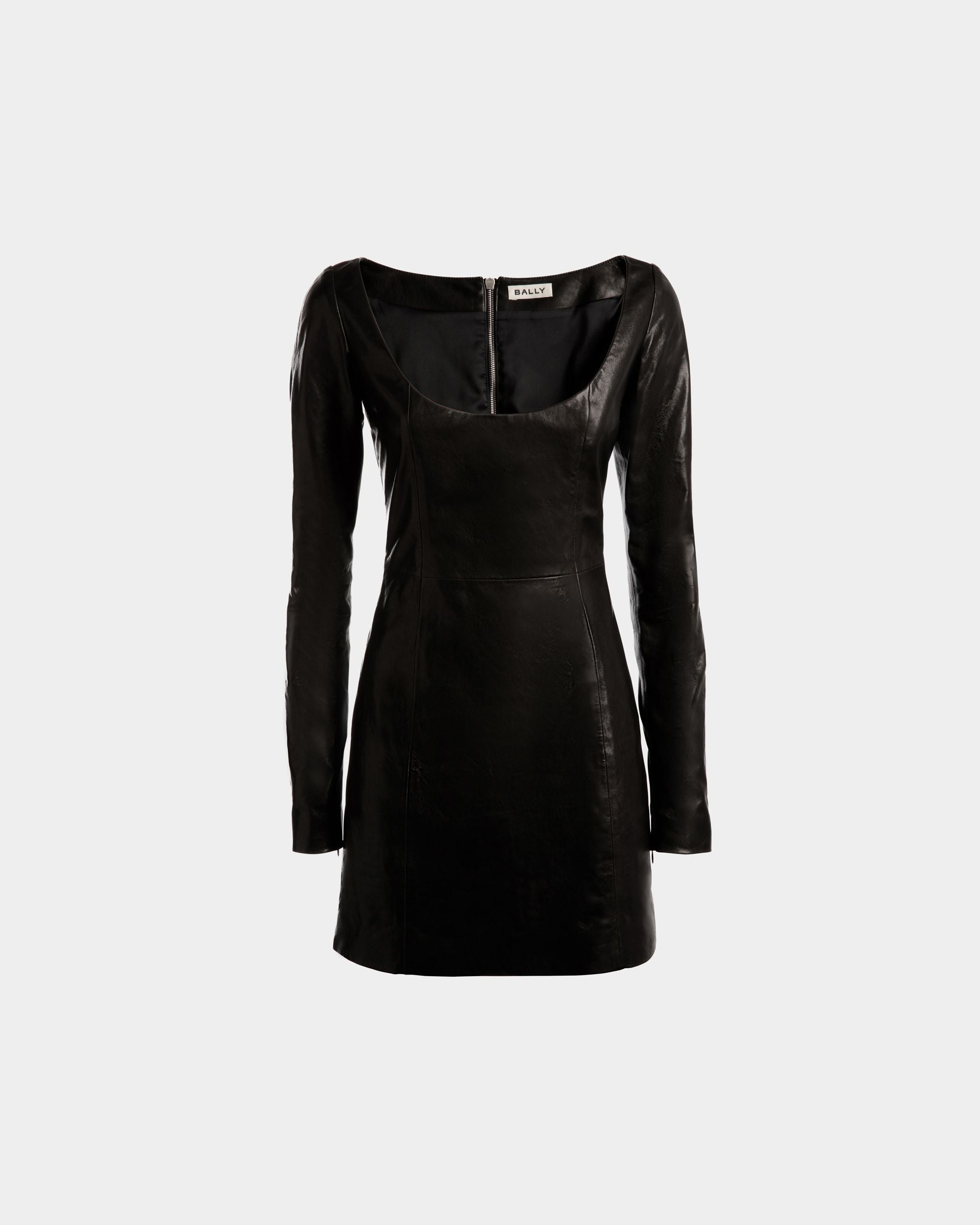 Mini Robe À Manches Longues En Cuir Noir - Femme - Bally - 01