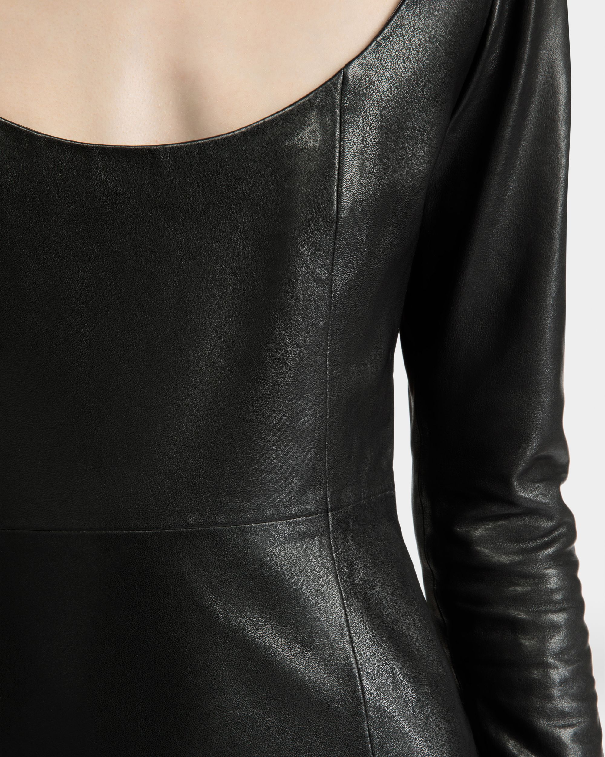 Mini Robe À Manches Longues En Cuir Noir - Femme - Bally - 04
