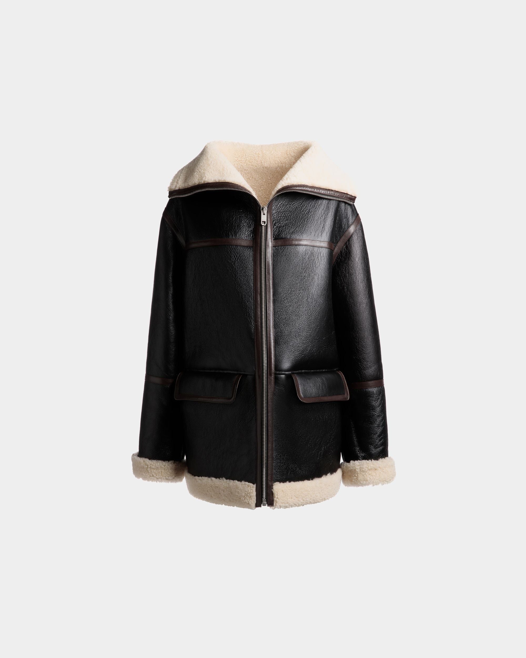 Jacke Aus Schwarzem Leder Mit Shearling-Futter - Damen - Bally - 01