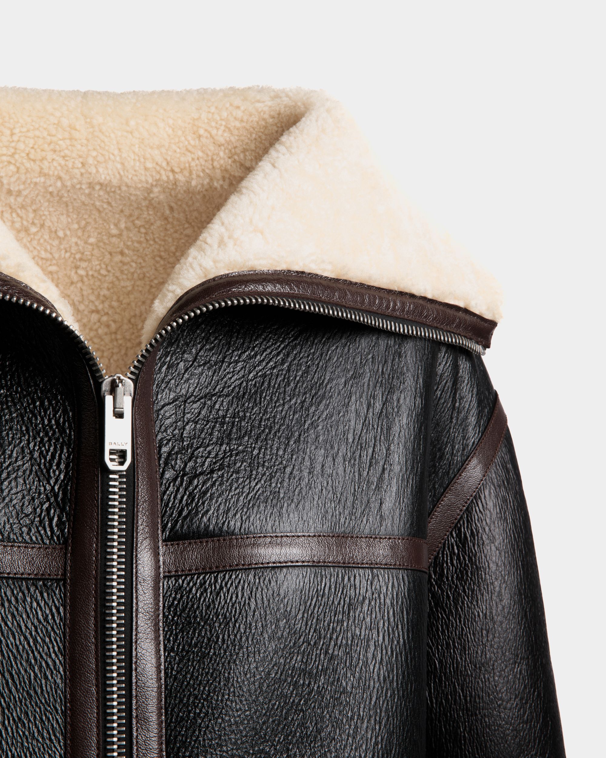 Jacke Aus Schwarzem Leder Mit Shearling-Futter - Damen - Bally - 02