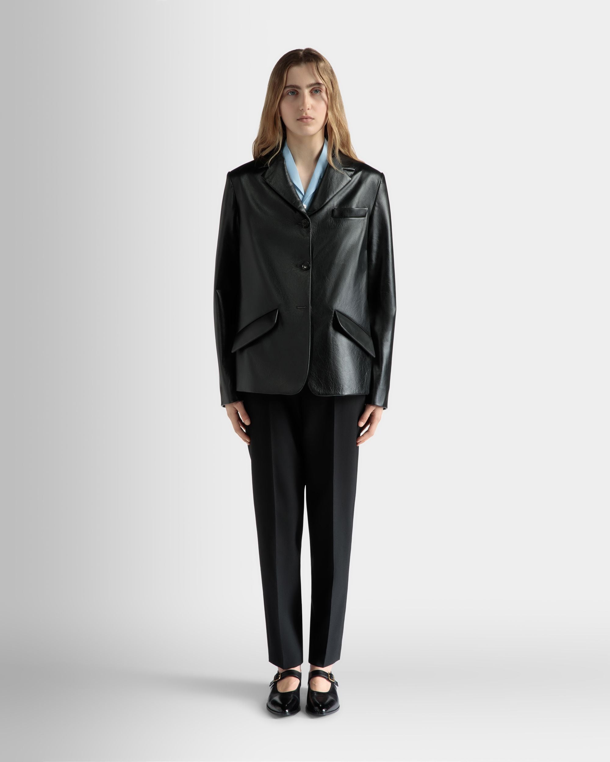 Giacca Monopetto In Pelle Nera - Donna - Bally - 02