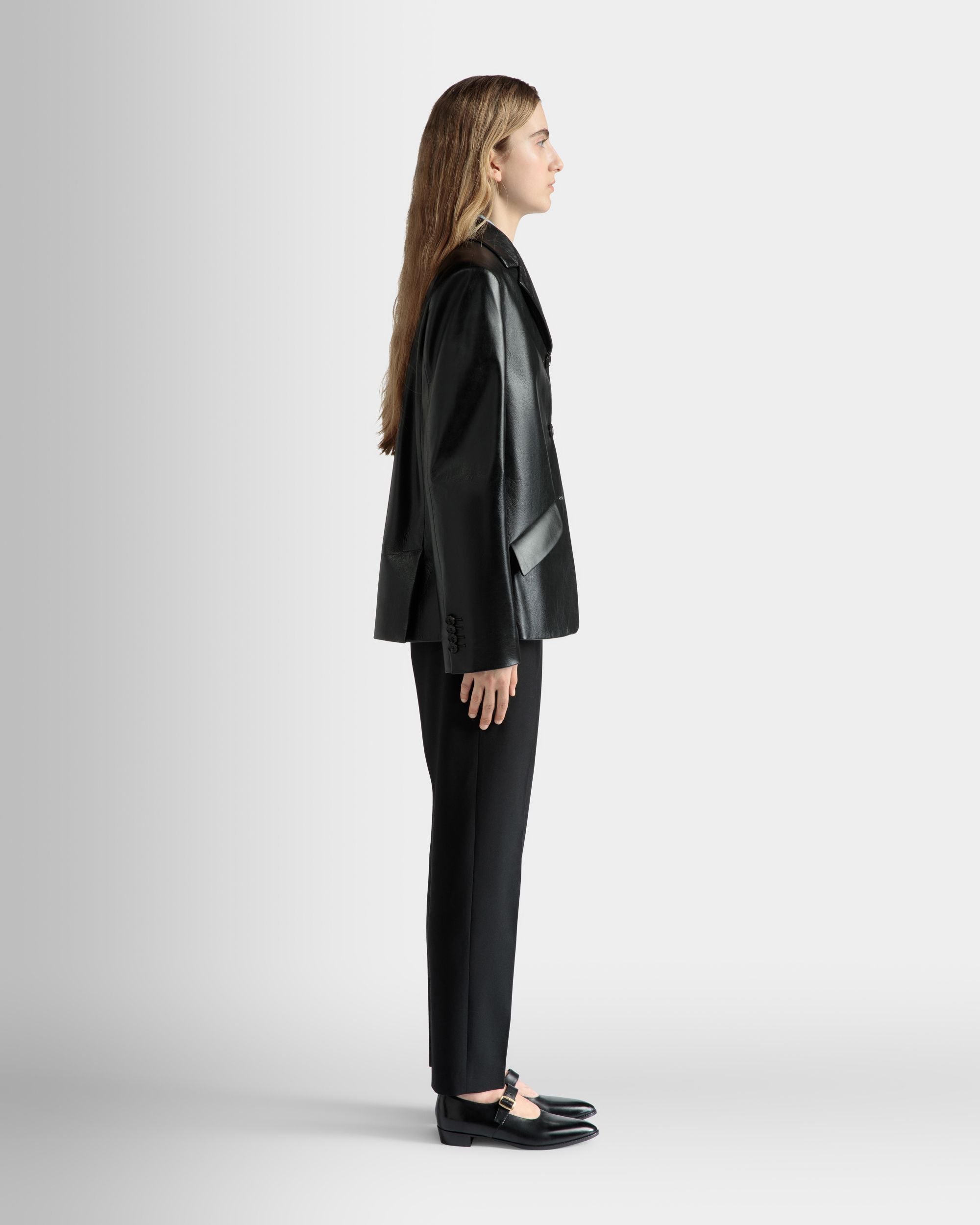 Giacca Monopetto In Pelle Nera - Donna - Bally - 05