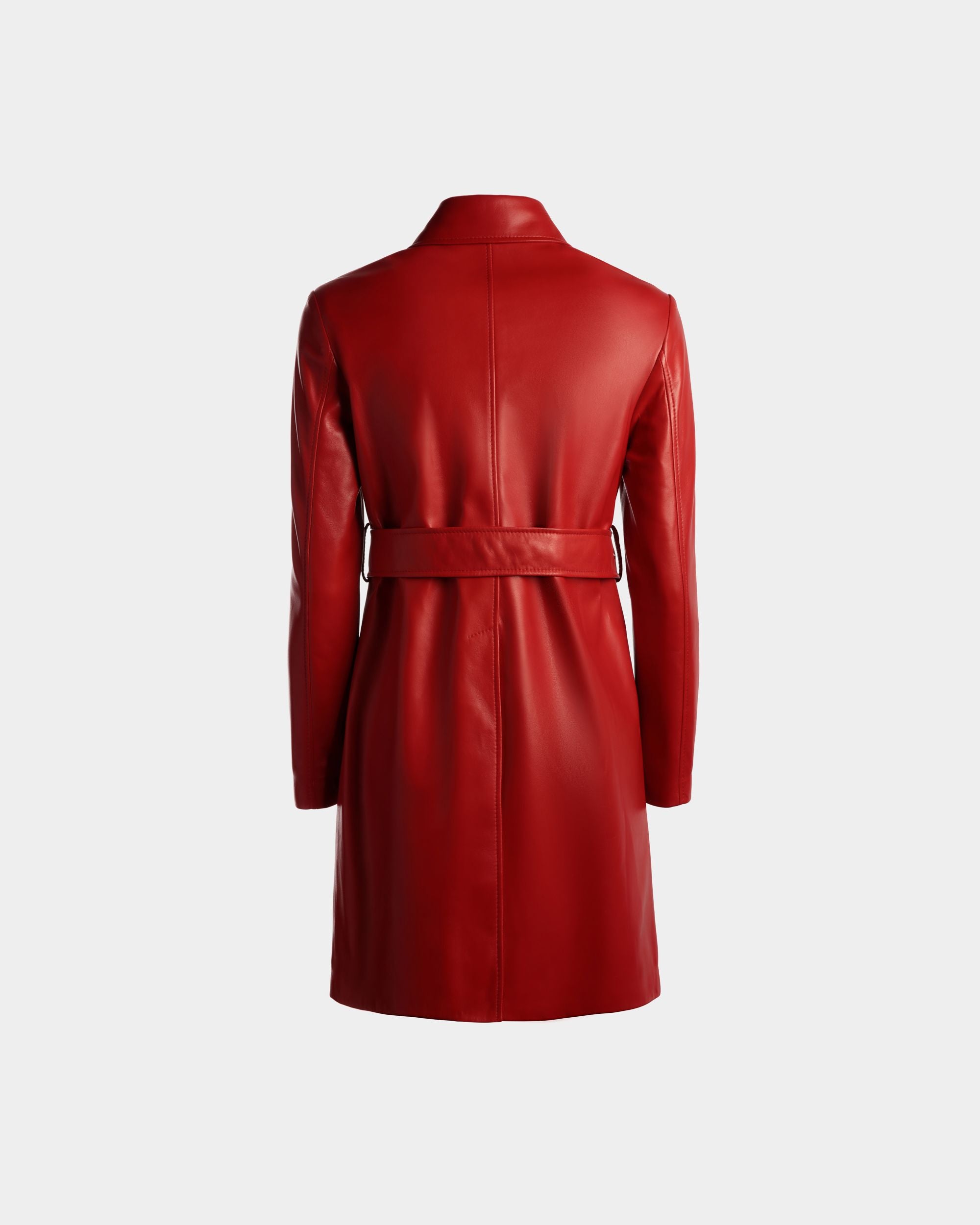 Manteau Midi À Ceinture En Cuir Candy Red - Femme - Bally - 07