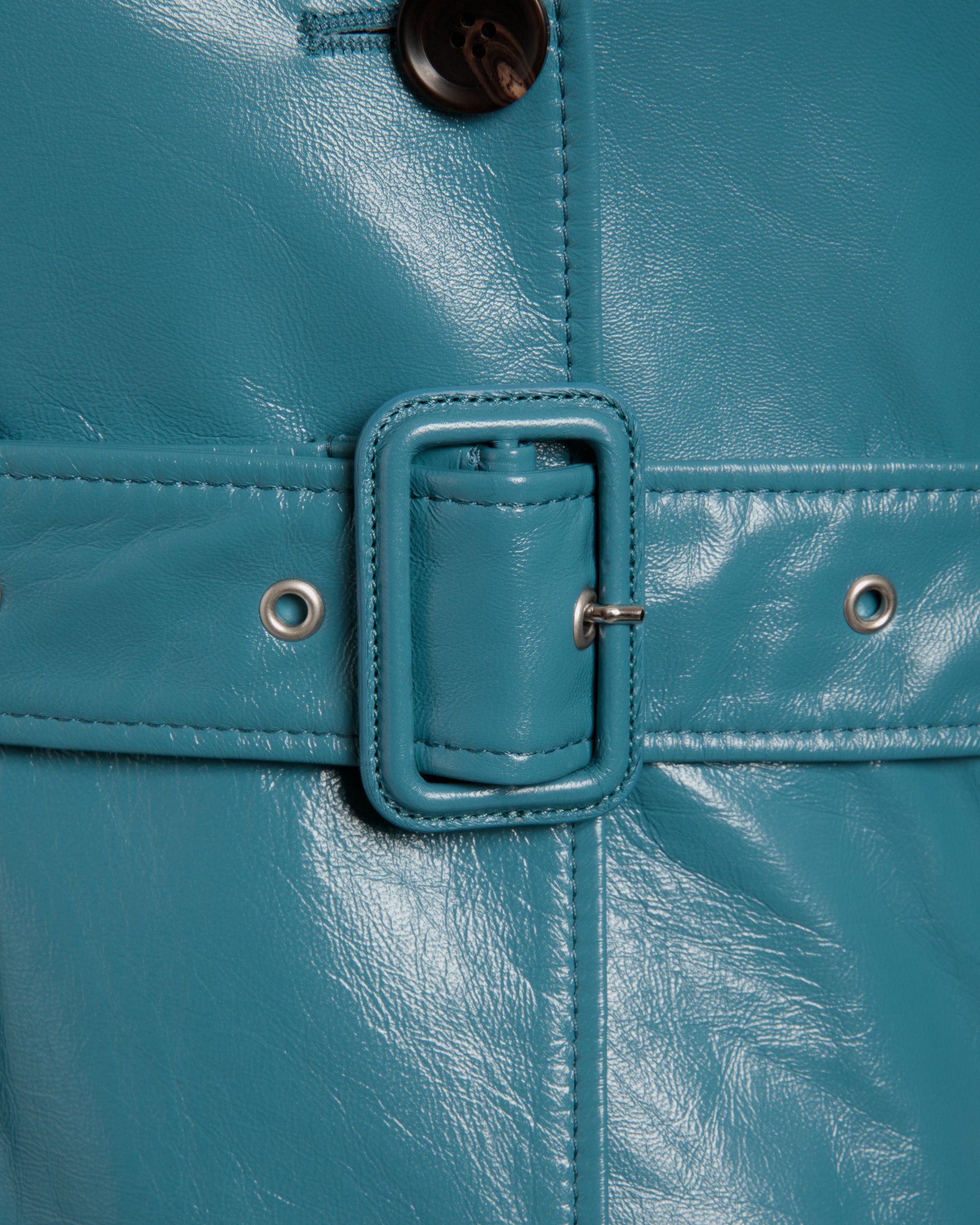 Mantel Mit Gürtel Aus Leder In Medium Blue - Donna - Bally - 04