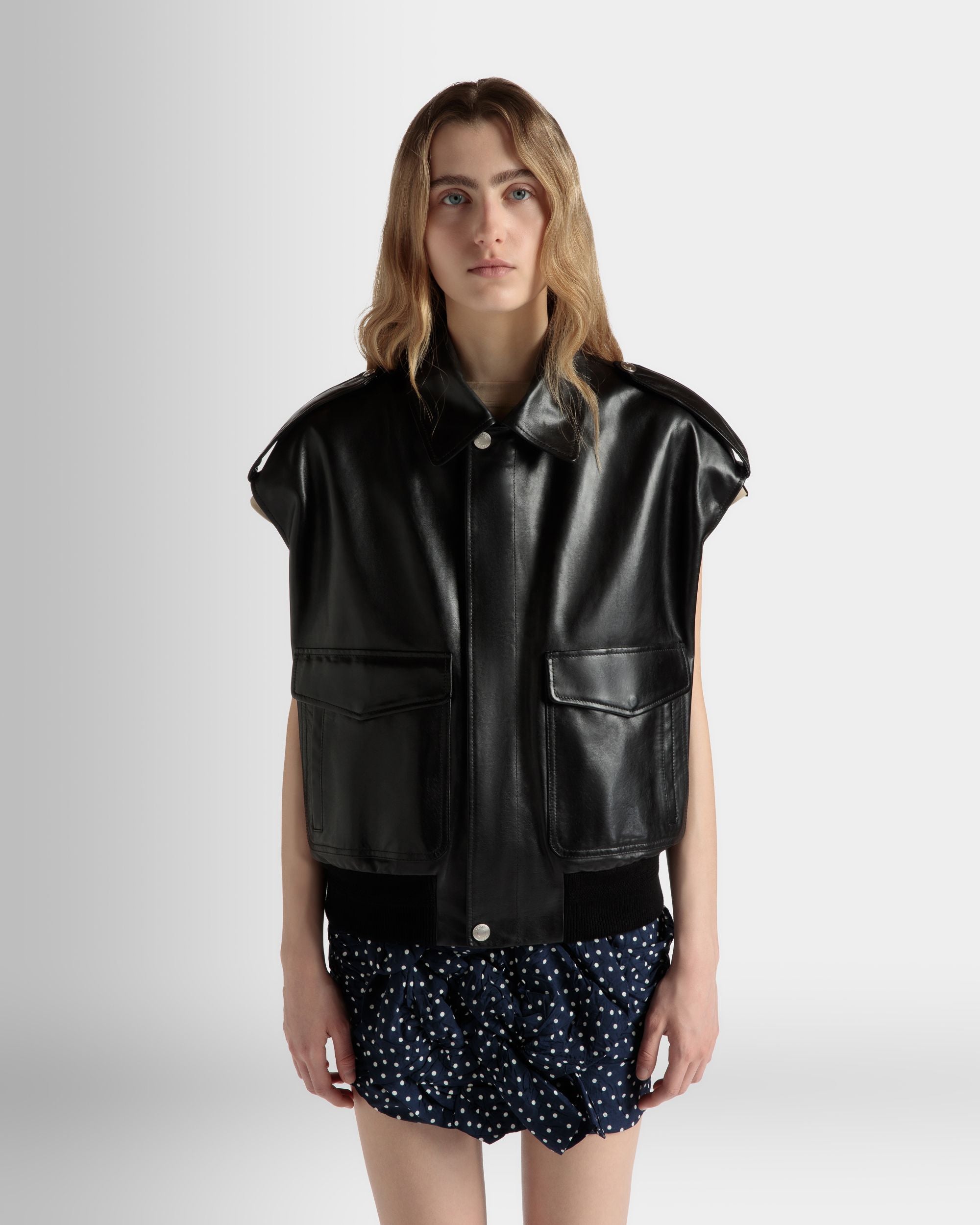 Gilet En Cuir Noir - Femme - Bally - 03