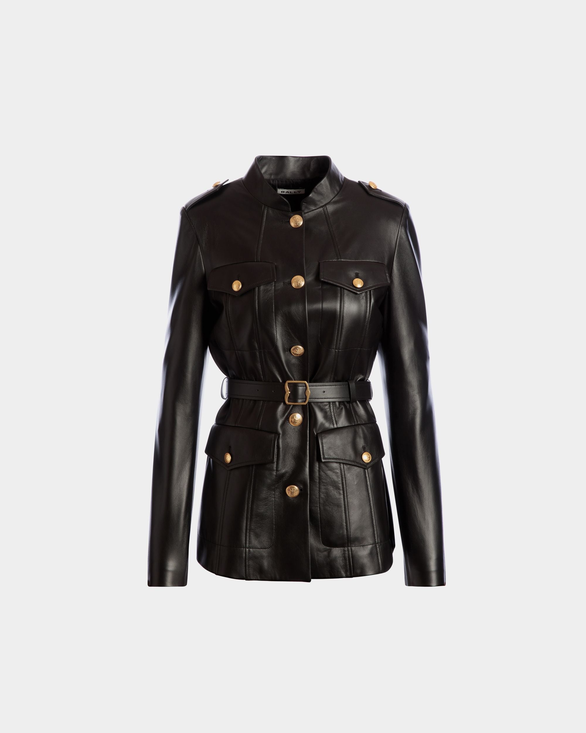 Veste Ceinturée En Cuir Noir - Femme - Bally - 01