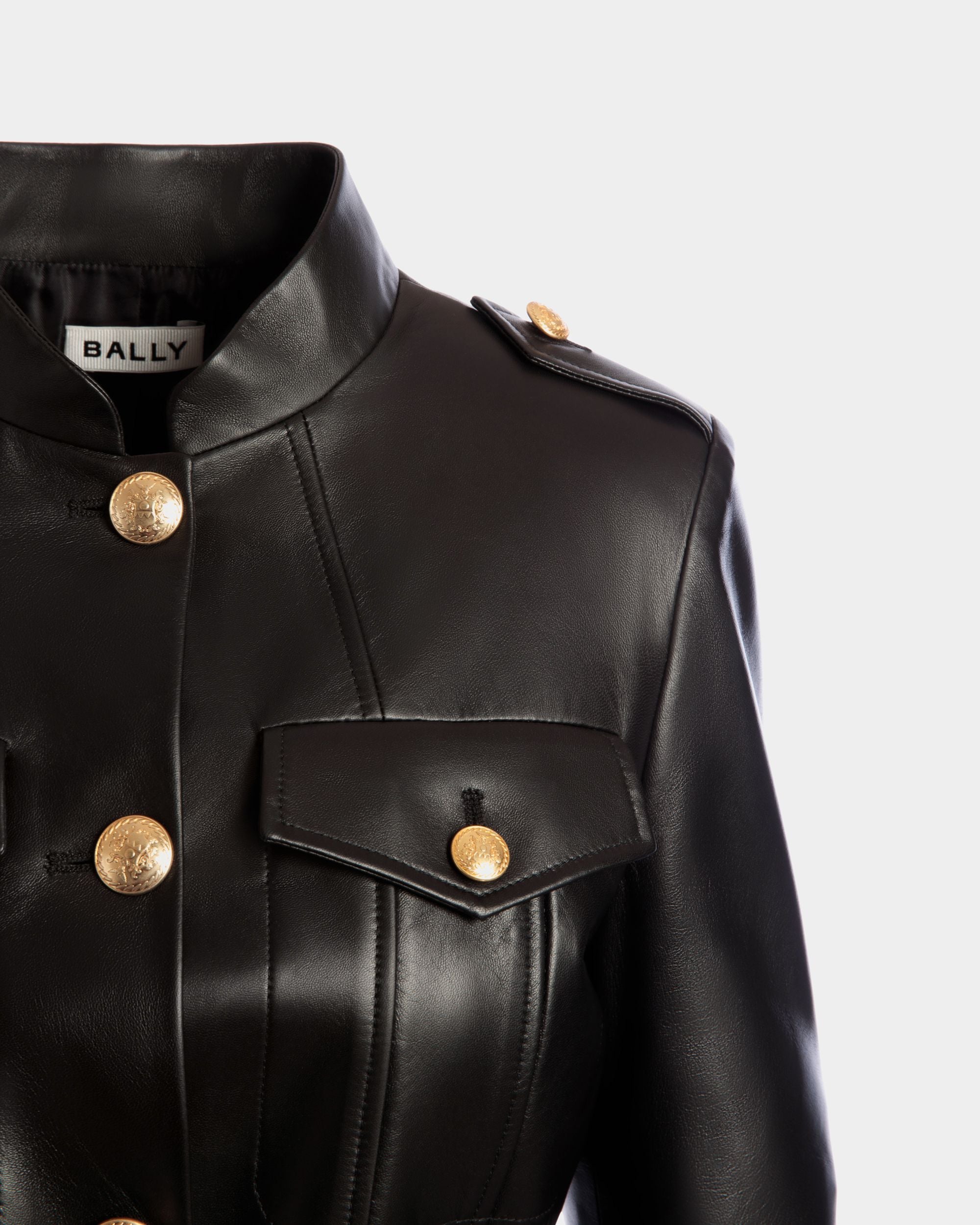 Veste Ceinturée En Cuir Noir - Femme - Bally - 02